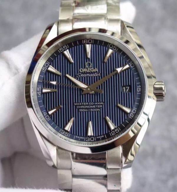 Replica Omega XF Seamaster Aqua Terra Blue Textured Dial SS Bracelet A8500 - Top club