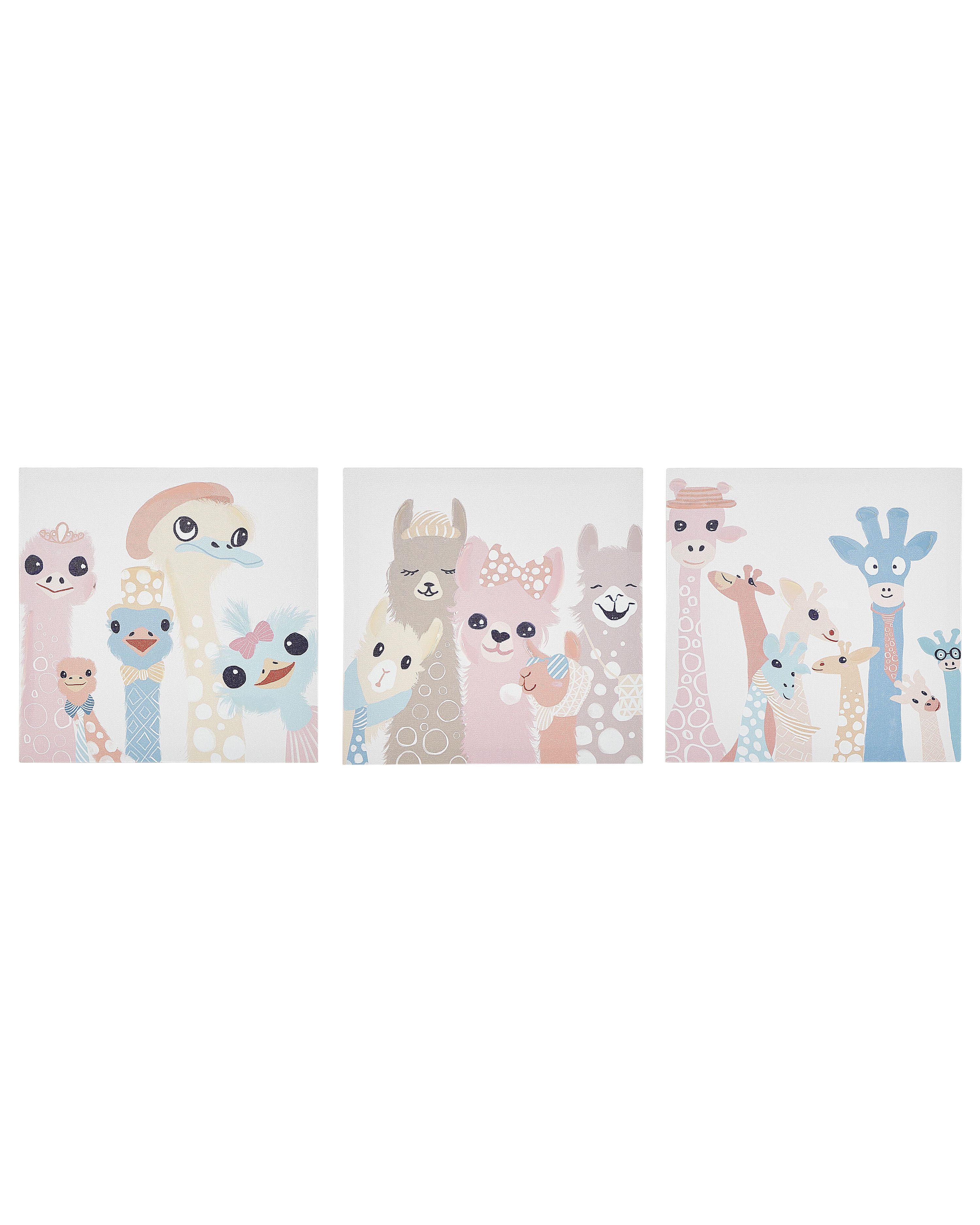 Set of 3 Canvases TILLIA Animal Motif 30 x 30 cm Multicolour