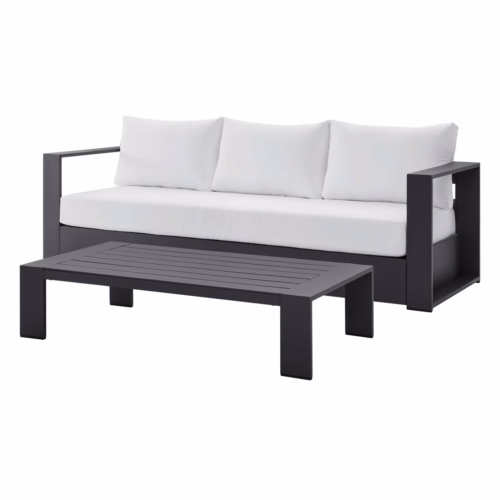 Lounge Sofa Table Set, Grey Gray, Aluminum, Metal, Fabric, Modern Contemporary, Outdoor Patio Balcony Cafe Bistro Garden Furniture Hotel Hospitality - Image 5