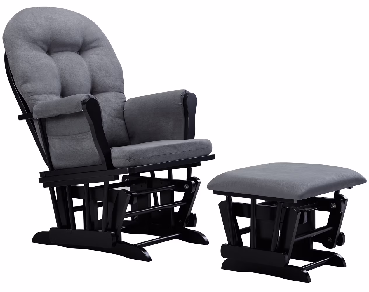 Angel Line Windsor Glider and Ottoman, Natural Finish with Gray Cushions - Image 29