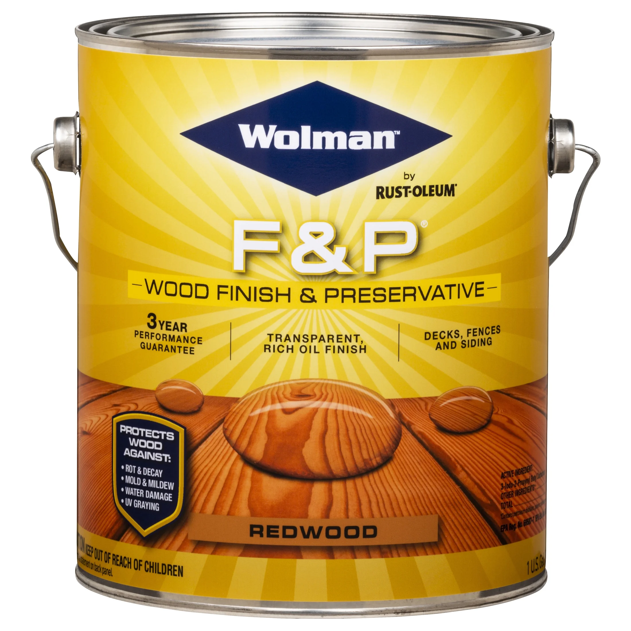 4 Pack, Redwood, Wolman F&P Exterior Wood Finish and Preservative Stain- Gallon