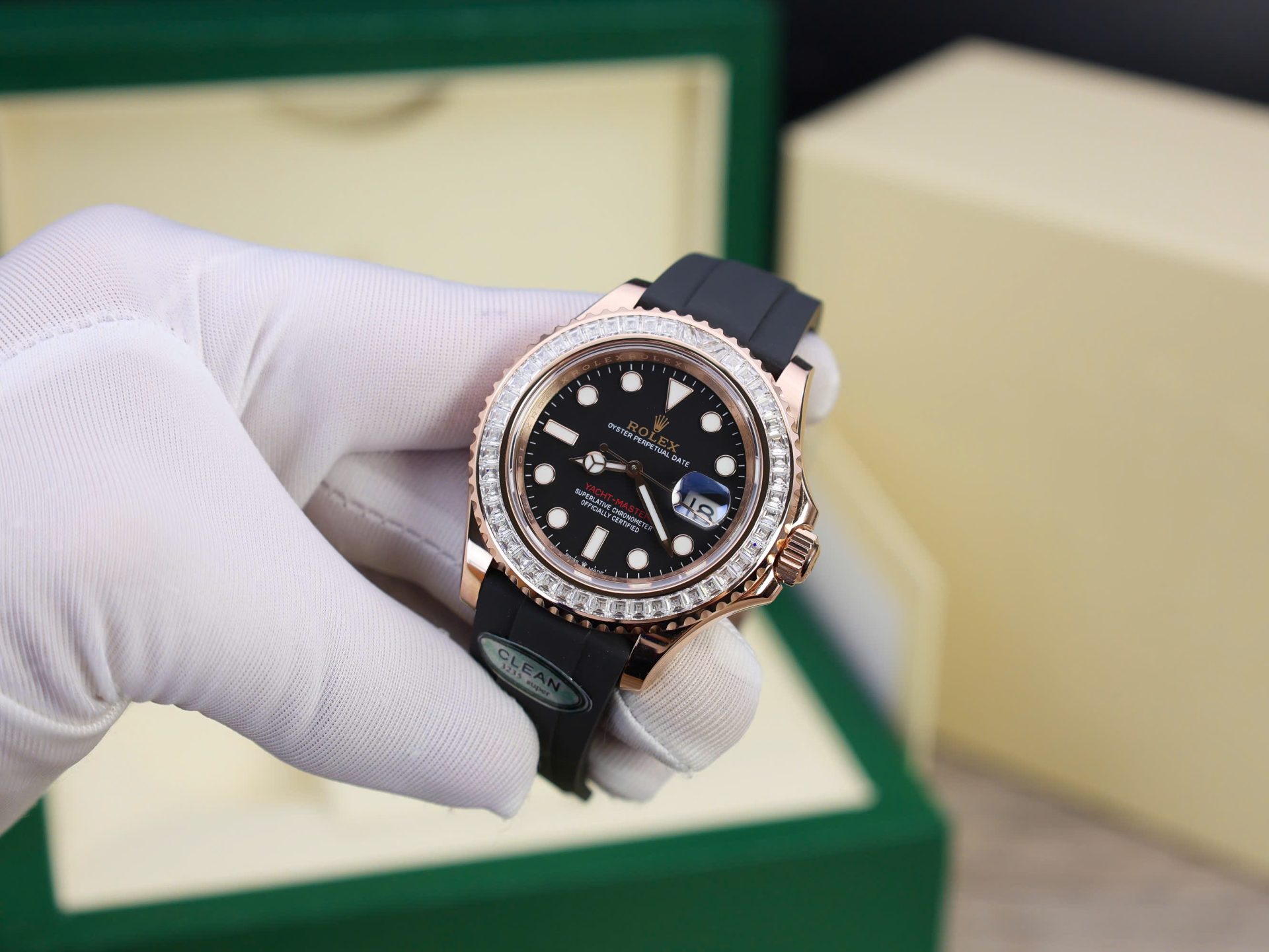Rolex Yacht-Master Custom Gold Wrapped With Moissanite Baguette Diamond Hong Kong 40mm - Elite Watch Atelier