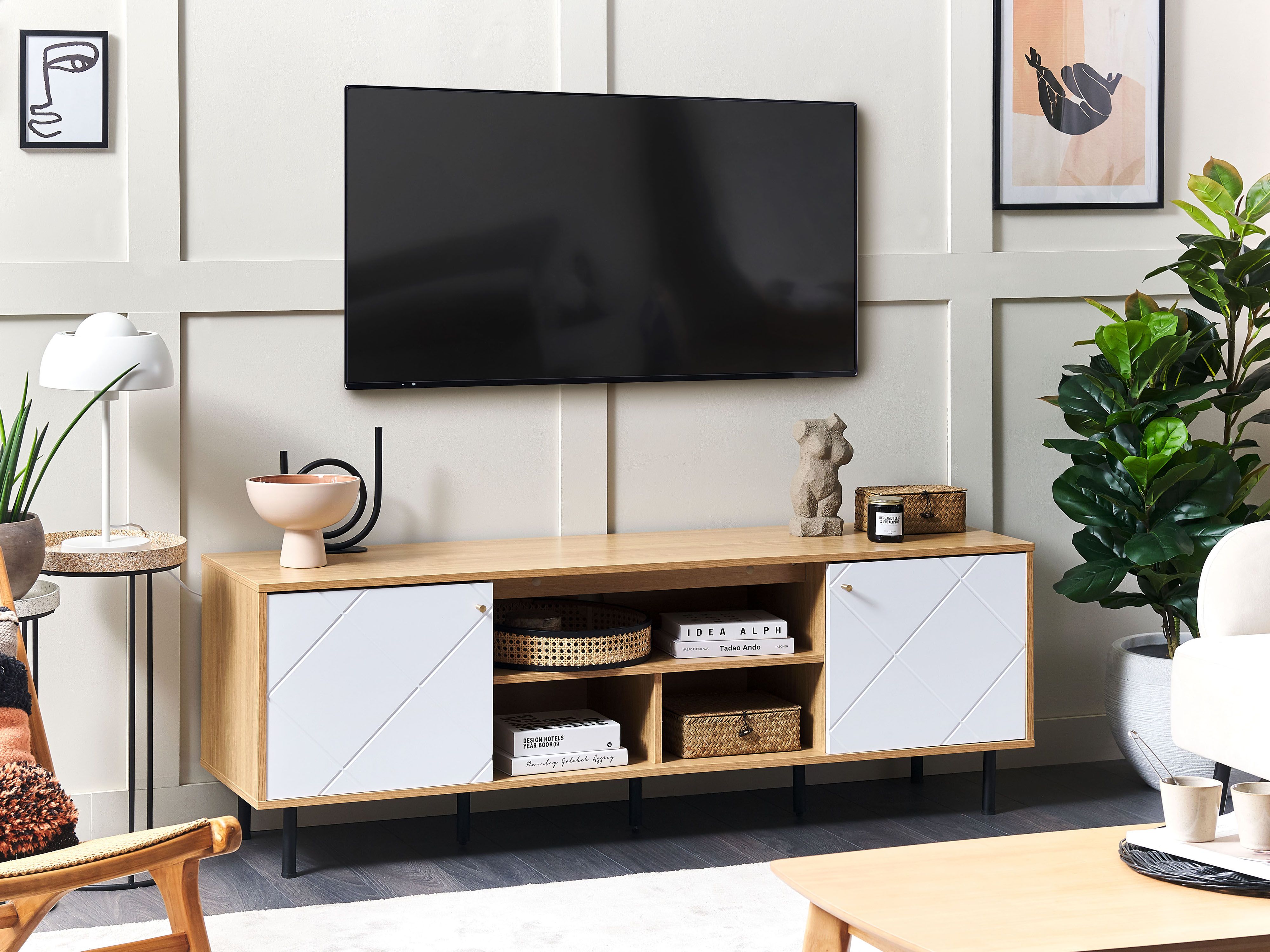 TV Stand PALMER Brown/ White
