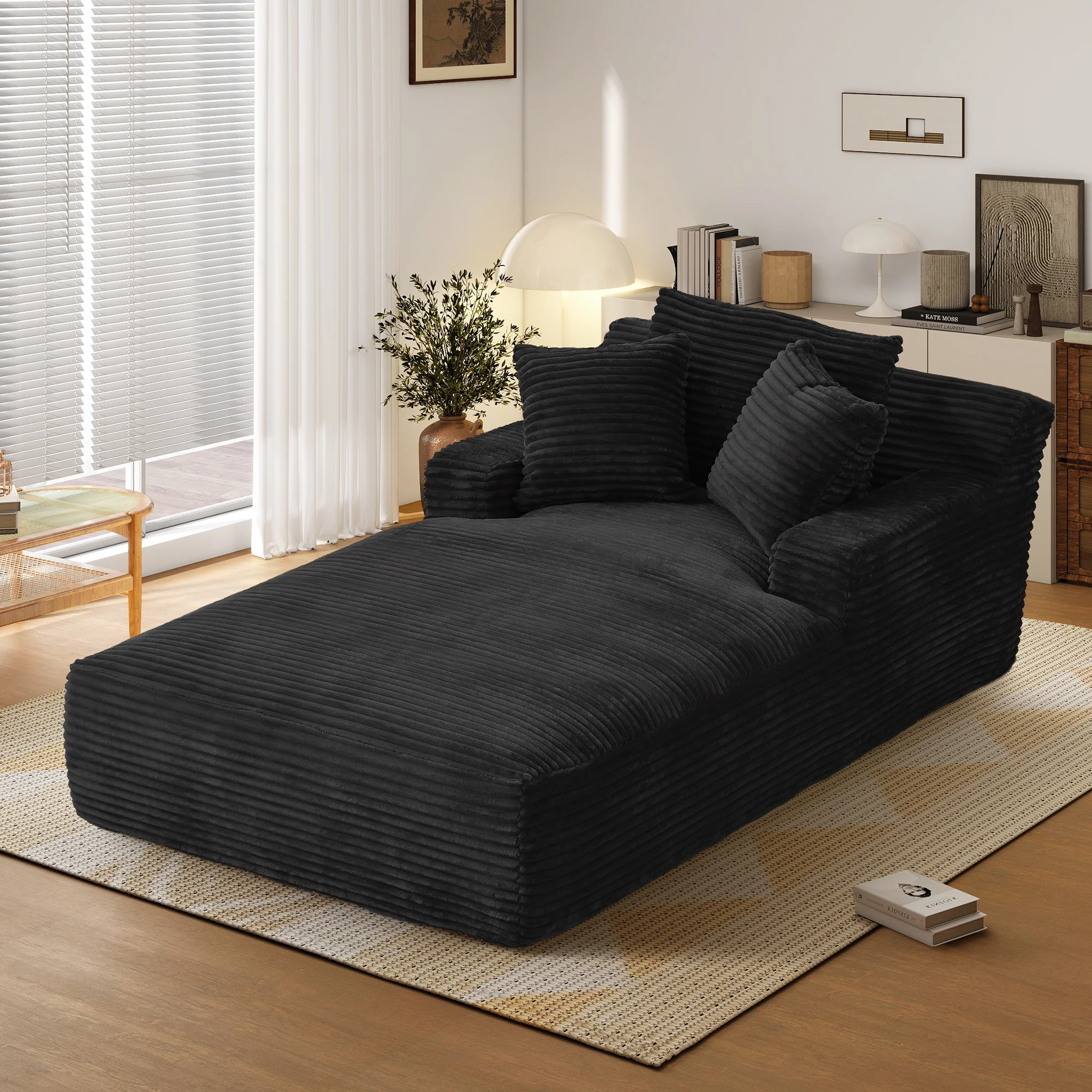 Aukfa 78.7" Extra Long Chaise Lounge Sofa, Oversized Upholstered Couch with 3 Pillows for Indoor Living Room/Bedroom,Orange - Image 42