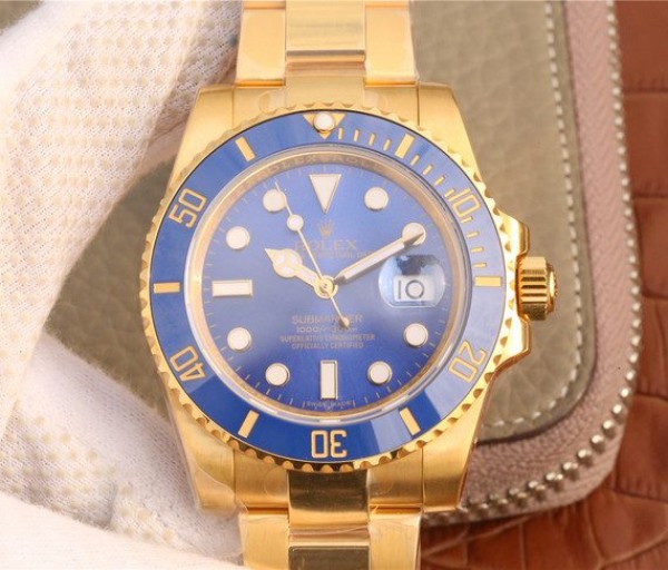 Replica Rolex Submariner 116613 LB Noob YG Wrapped Blue Dial YG Wrapped Bracelet Eta2836 - Elite Watch Atelier