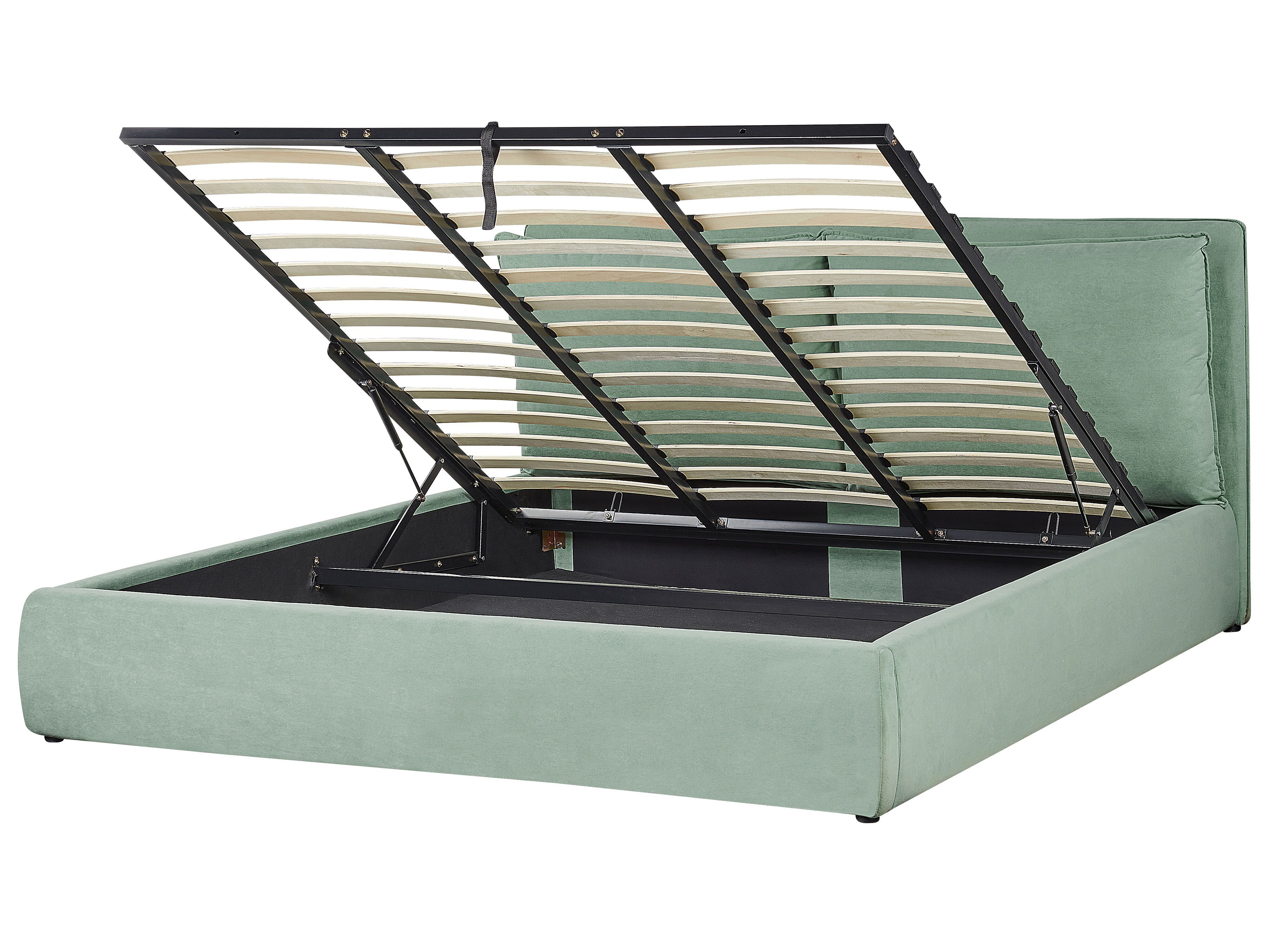 Ottoman Bed Velvet BAJONNA 180 x 200 cm (EU Super King) Mint Green