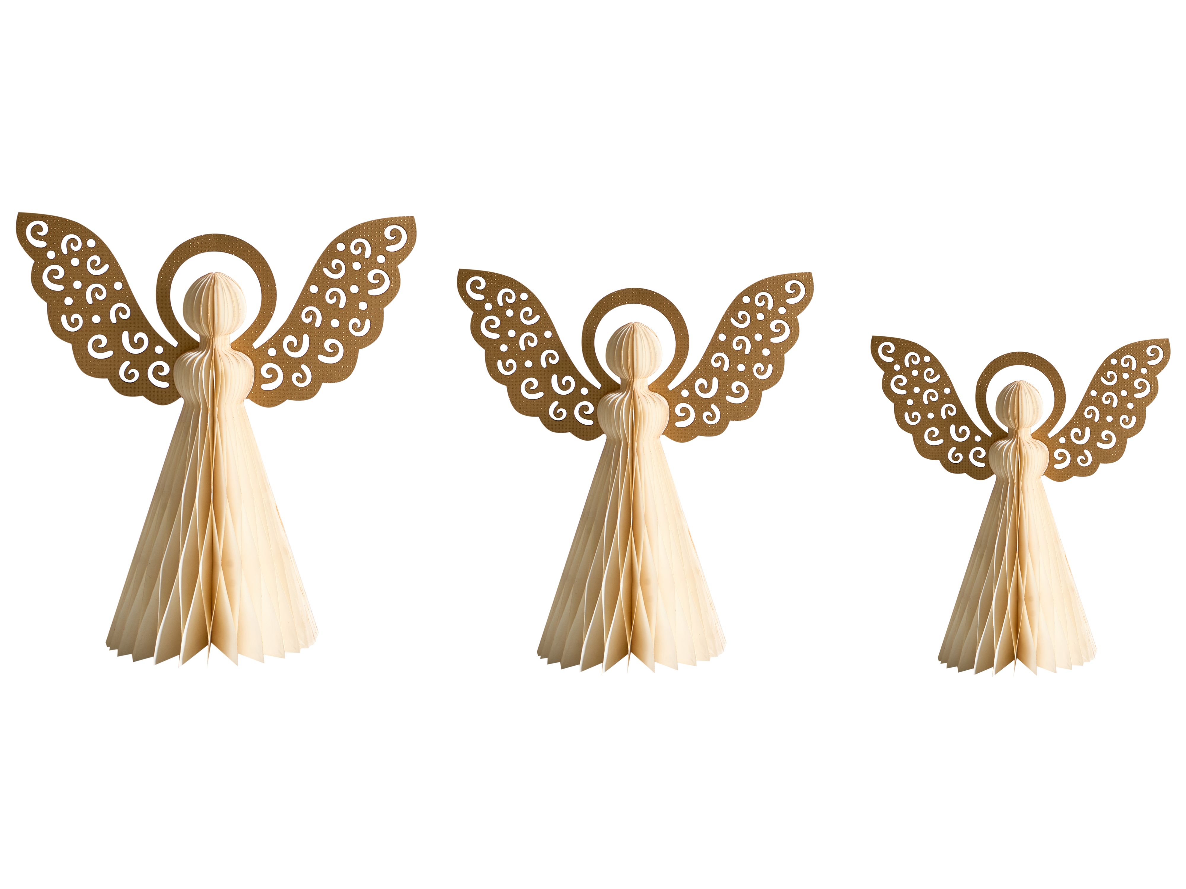 Set of 3 Figurines EIRA Angel 24/28/33 cm Beige