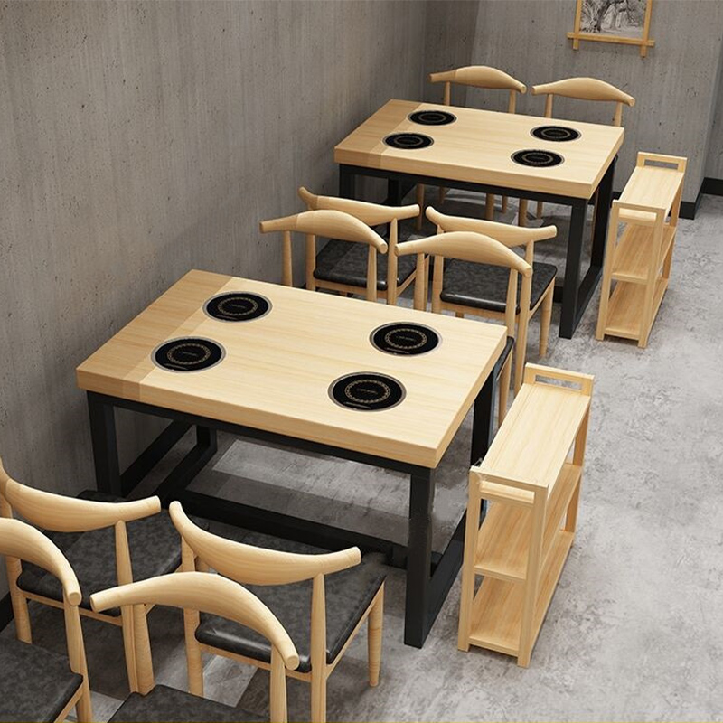 Commercial Barbecue Hotpot Coffee 6 Seats Table 160*80cm Multi-Material Dining Table Coffee Table