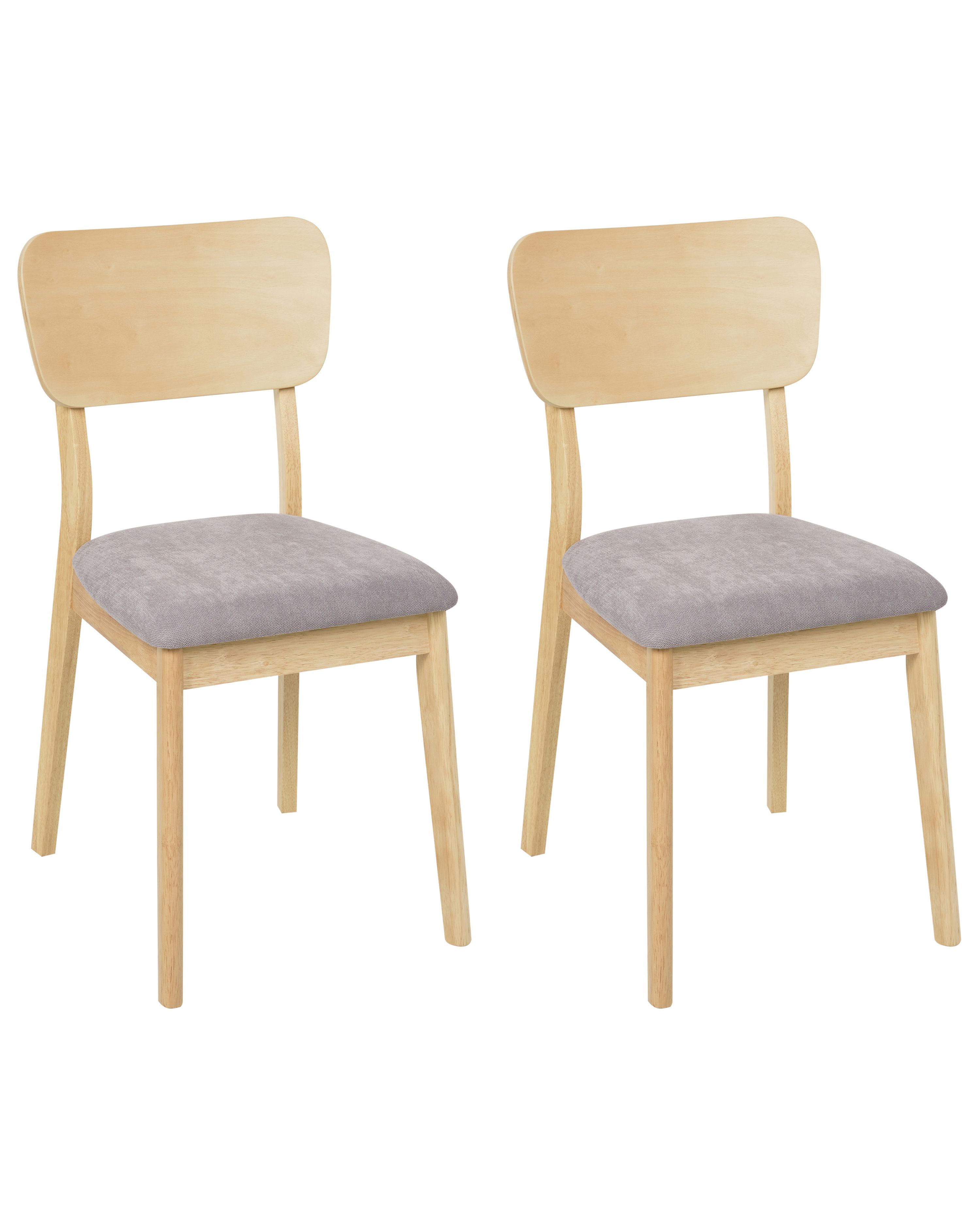 Set of 2 Dining Chairs MINIER Wood Light Brown/ Grey