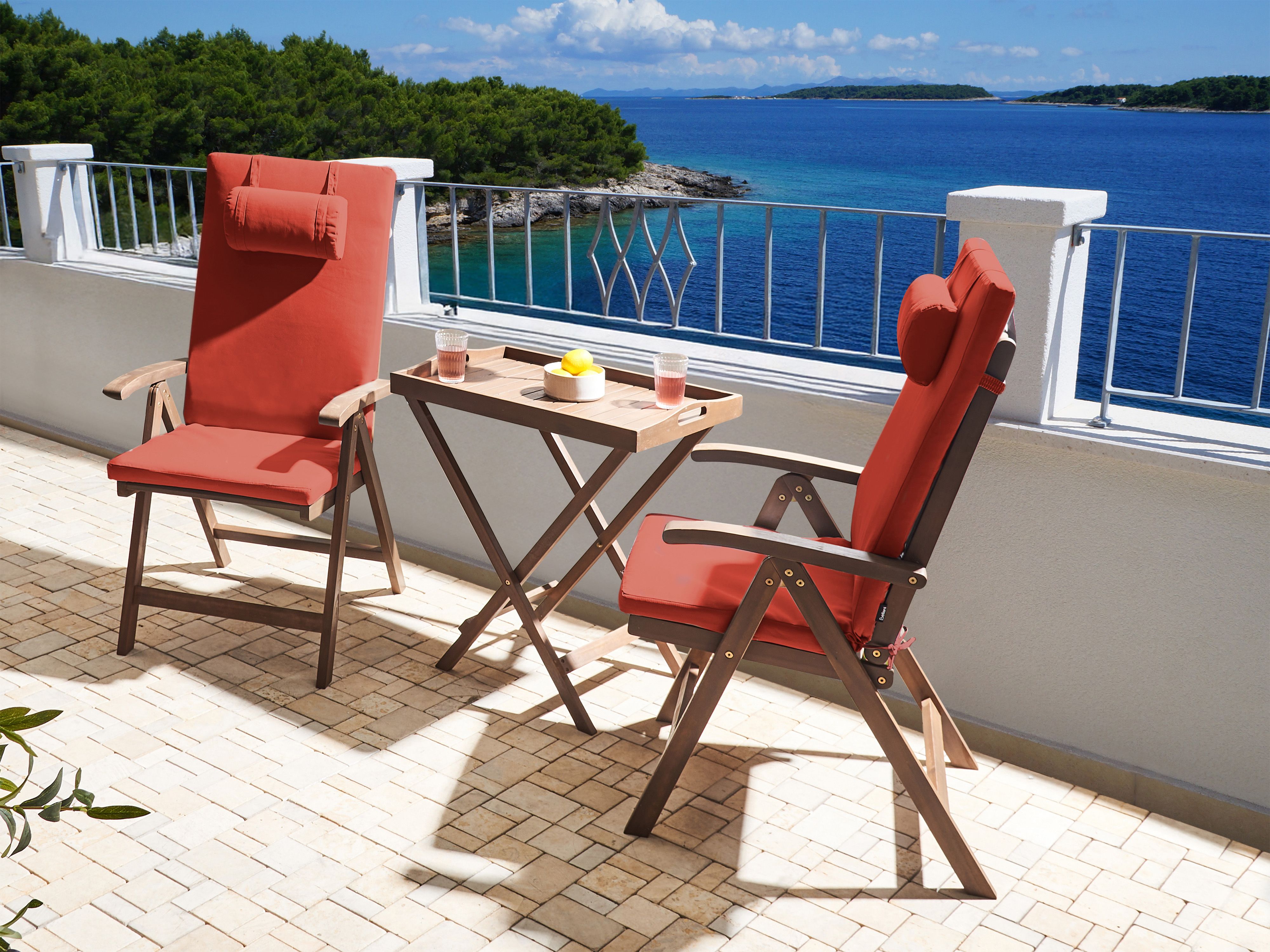 Bistro Set AMANTEA PREMIUM Acacia Wood Red