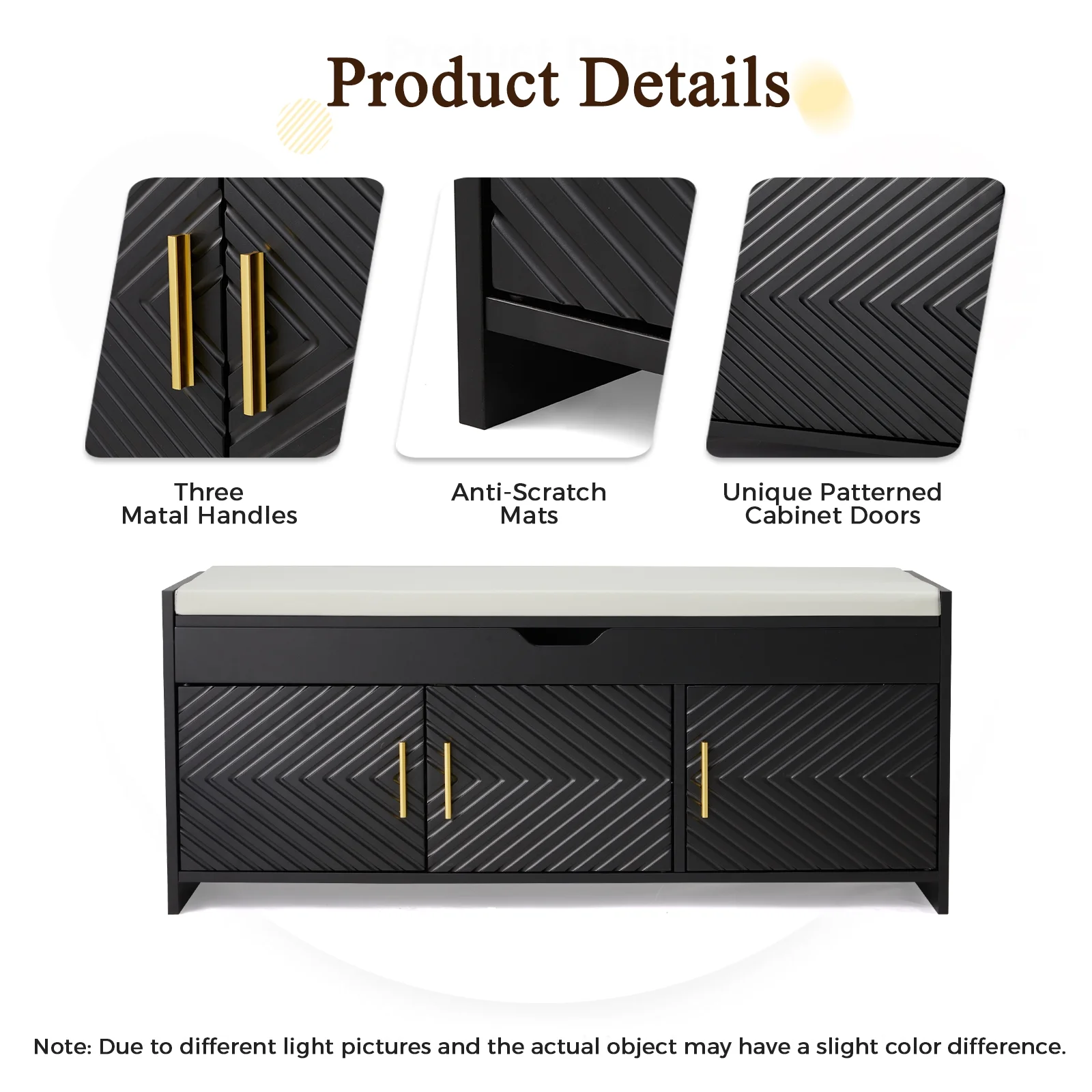 AVAWING Storage Bench, Shoe Bench with Lift Top Storage, Wooden Entryway Bench, Black - Image 6