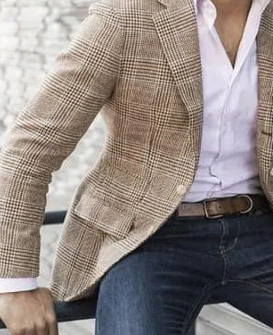 Daily Plaid Single Breasted Pocket Notch Lapel Blazer