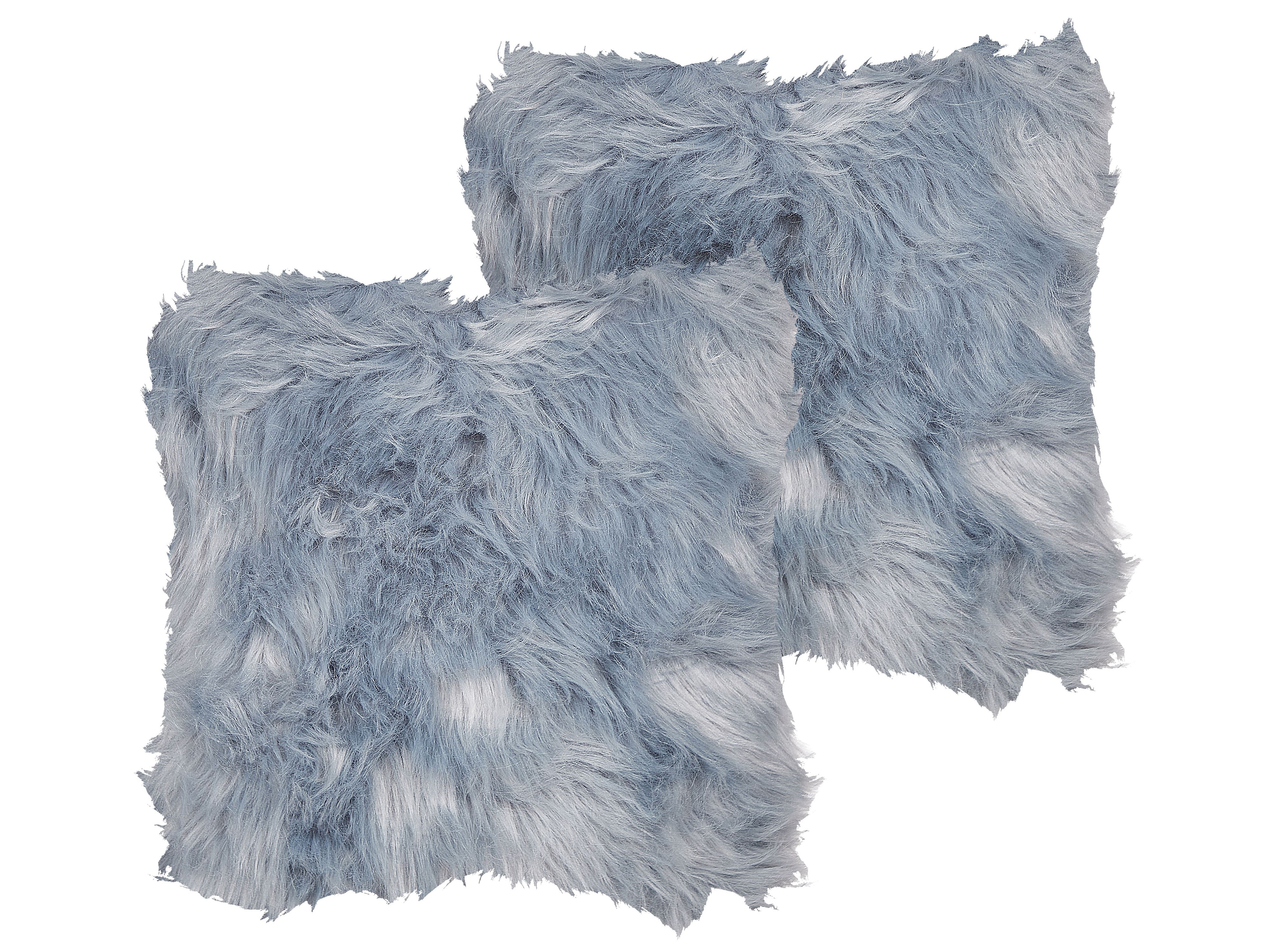 Set of 2 Decorative Cushions LUBHA Faux Fur 42 x 42 cm Dark Blue Solid
