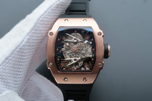 Replica Richard Mille RM027 RG Skeleton Dial Black Rubber Strap 6T51 - Top club