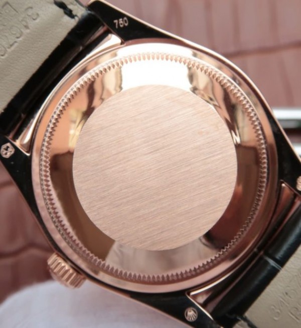 Replica Rolex Day-Date 118135 RG Silver Dial Black Leather Strap A2836 - Elite Watch Atelier