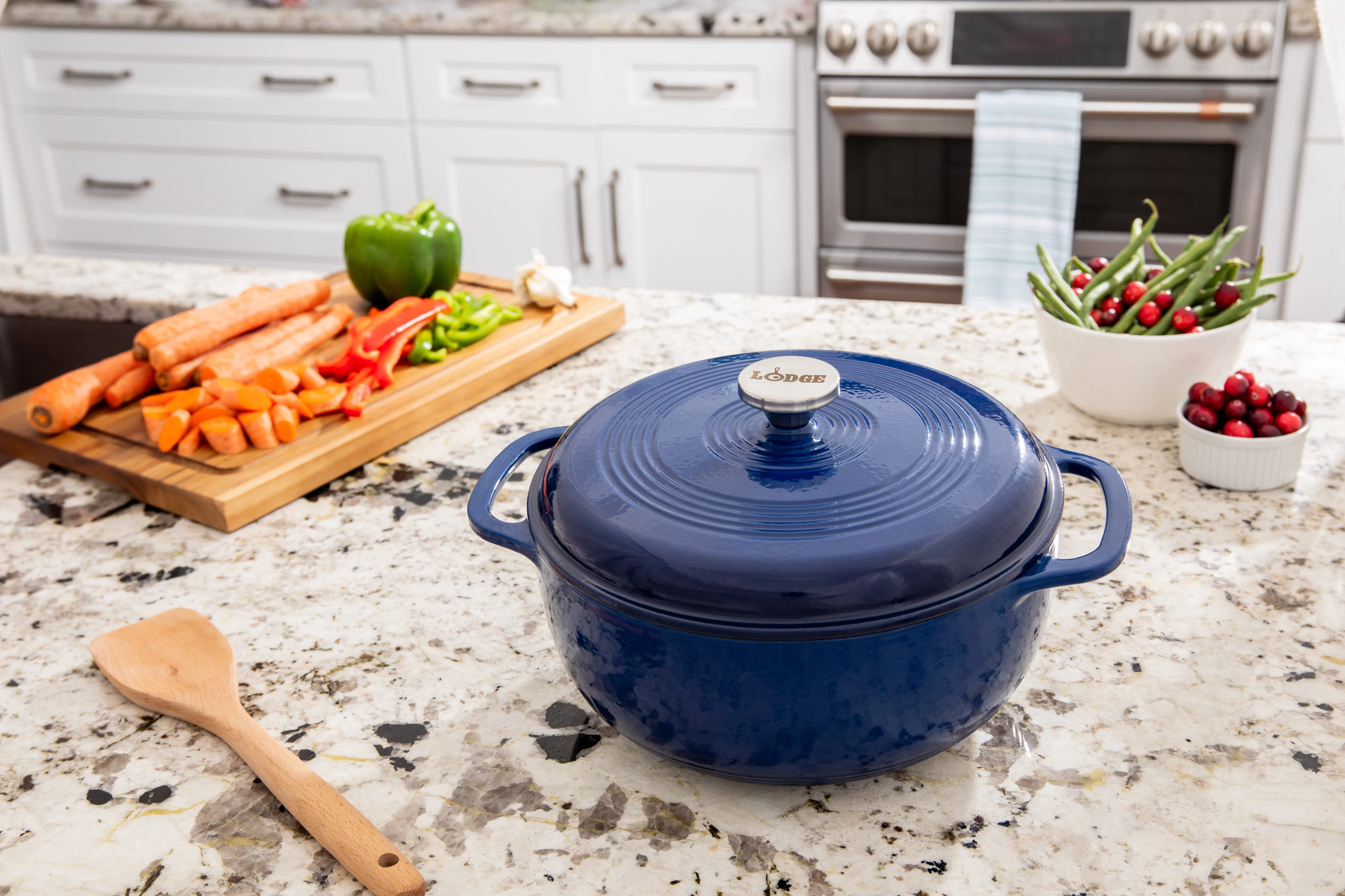 Lodge Cast Iron 6 Quart Enameled Dutch Oven, Indigo - Image 4