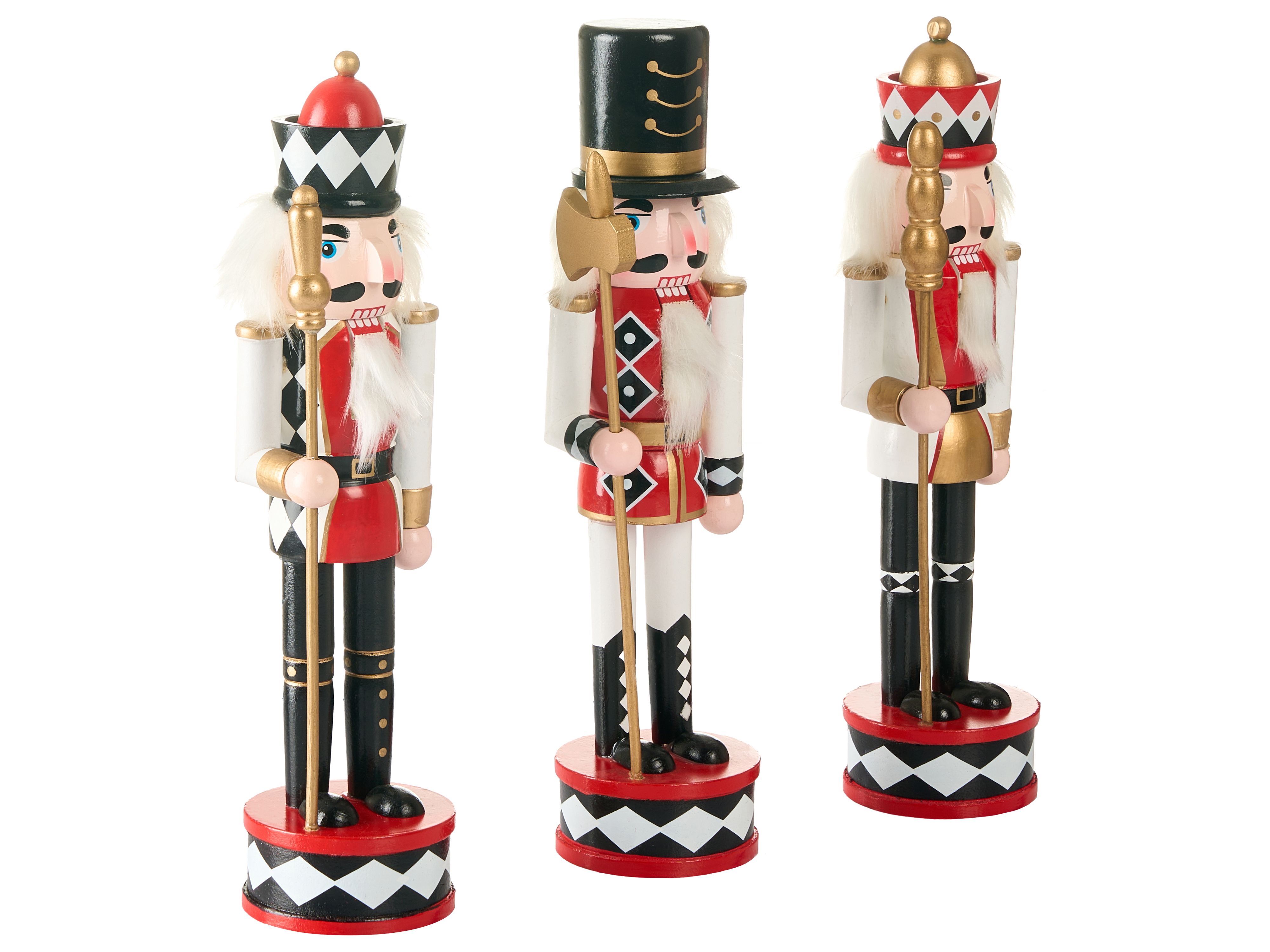 Set of 3 Figurines RICKLEAN Nutcracker 30 cm Red/ White