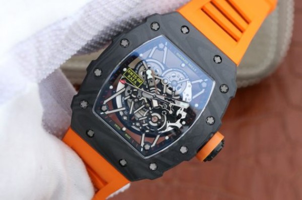 Replica Richard Mille RM035-02 Rafael Nadal FC Titanium Case KVF Skeleton Dial Orange Rubber Strap MIYOTA8215 - Elite Watch Atelier