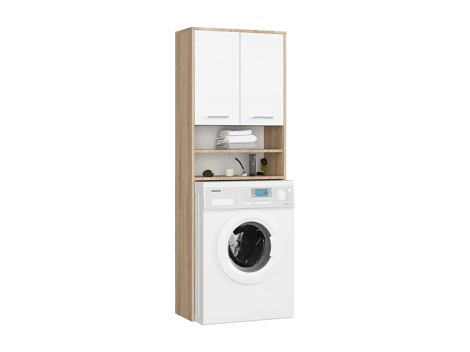 Meuble de rangement pour machine à laver, 2 portes, 64 x 30 x 190 cm