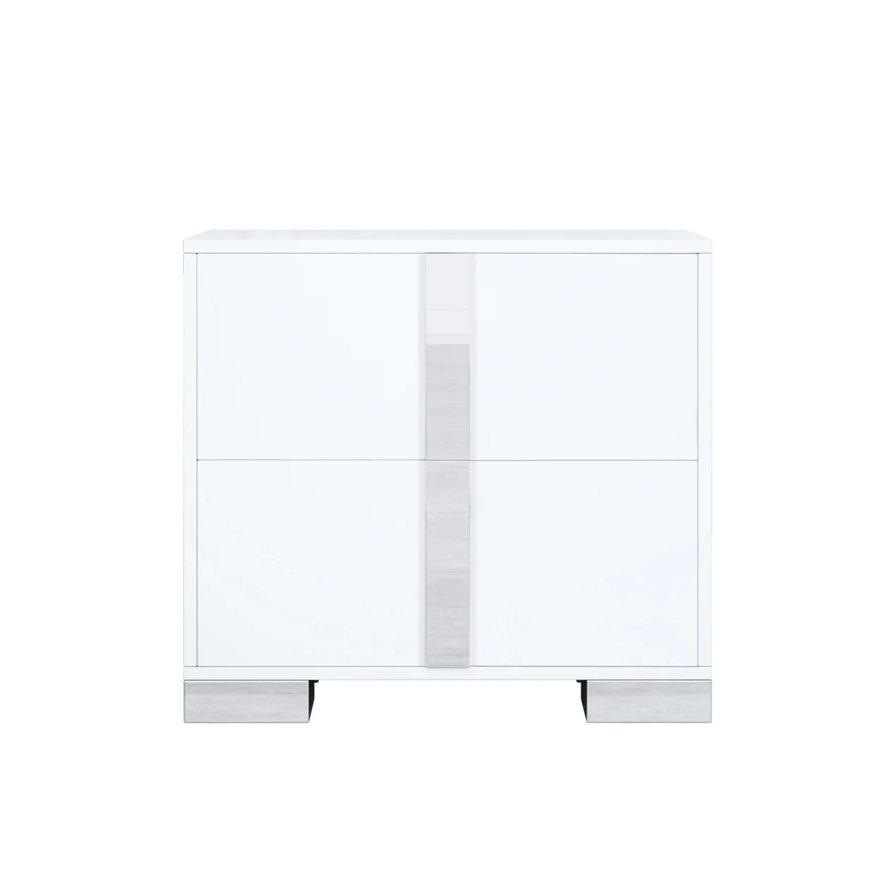 Elegant Nightstand with Metal Handle, Mirrored Bedside Table with 2 Drawers for Bedroom, Living Room, End Sofa Side Table for Living Room, Office, White - Image 6