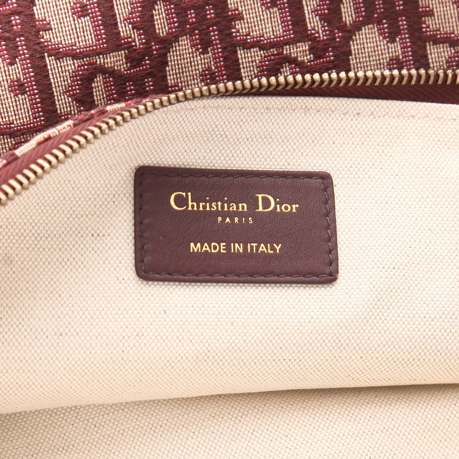 Dior Oblique pouch in burgundy and beige monogram canvas Oblique and burgundy leather1:1High-quality replica