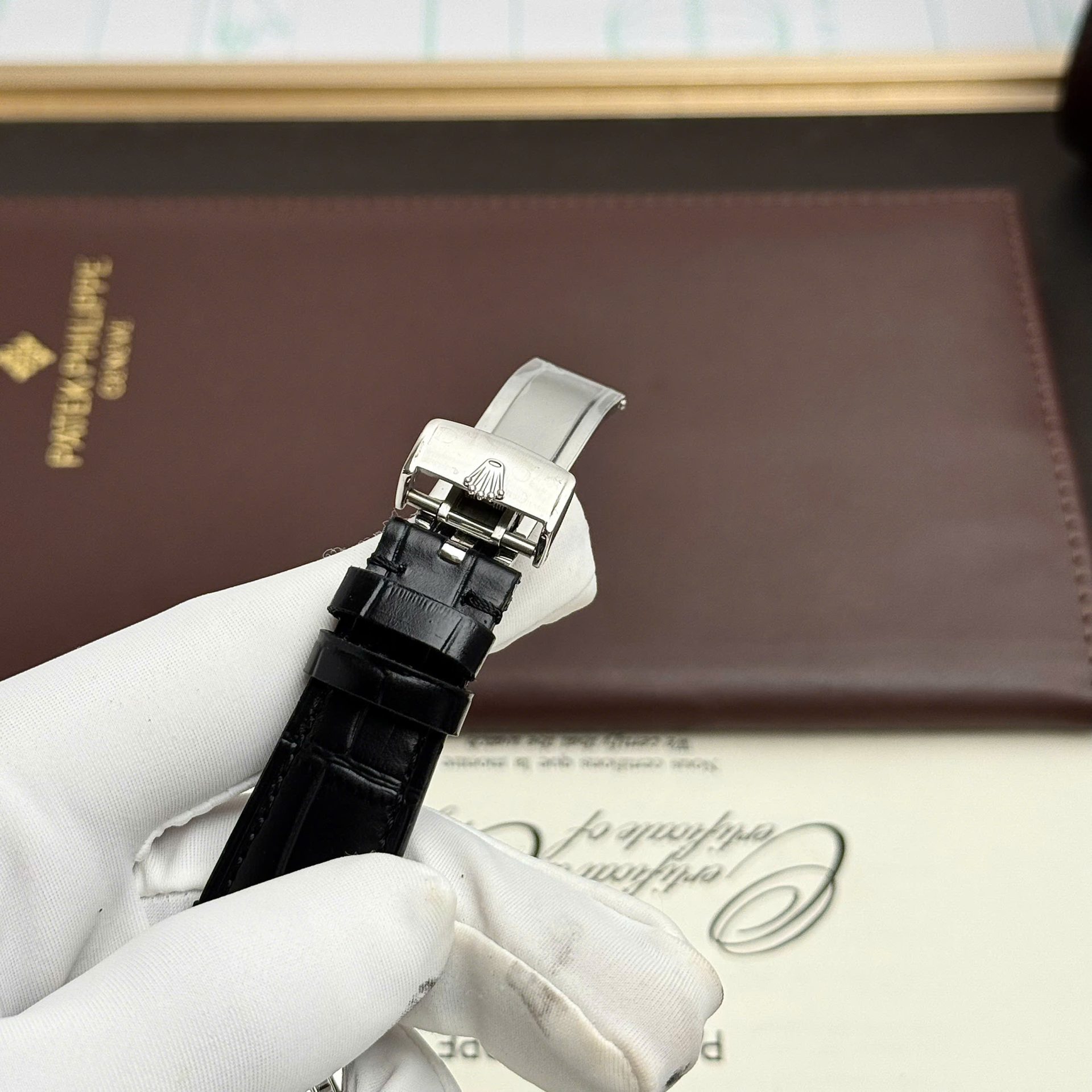 Rolex Perpetual 1908 Fake Watches Tiffany Dial Leather Strap Black 39mm - Top club