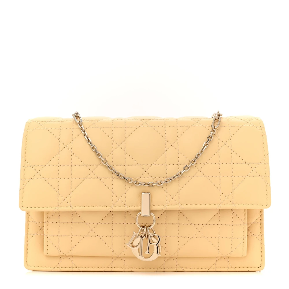 Superfake Handbags – Dior Lady Chain Pouch in Soft Yellow Leather
