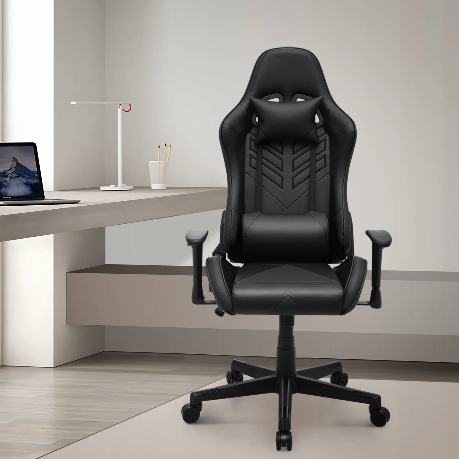 Magshion Ergonomic Gaming Chair, Comfortable Gaming Chair, Computer Chair Leather Desk Chair Adjustable Swivel Gaming Office Chair, Blue - Image 73