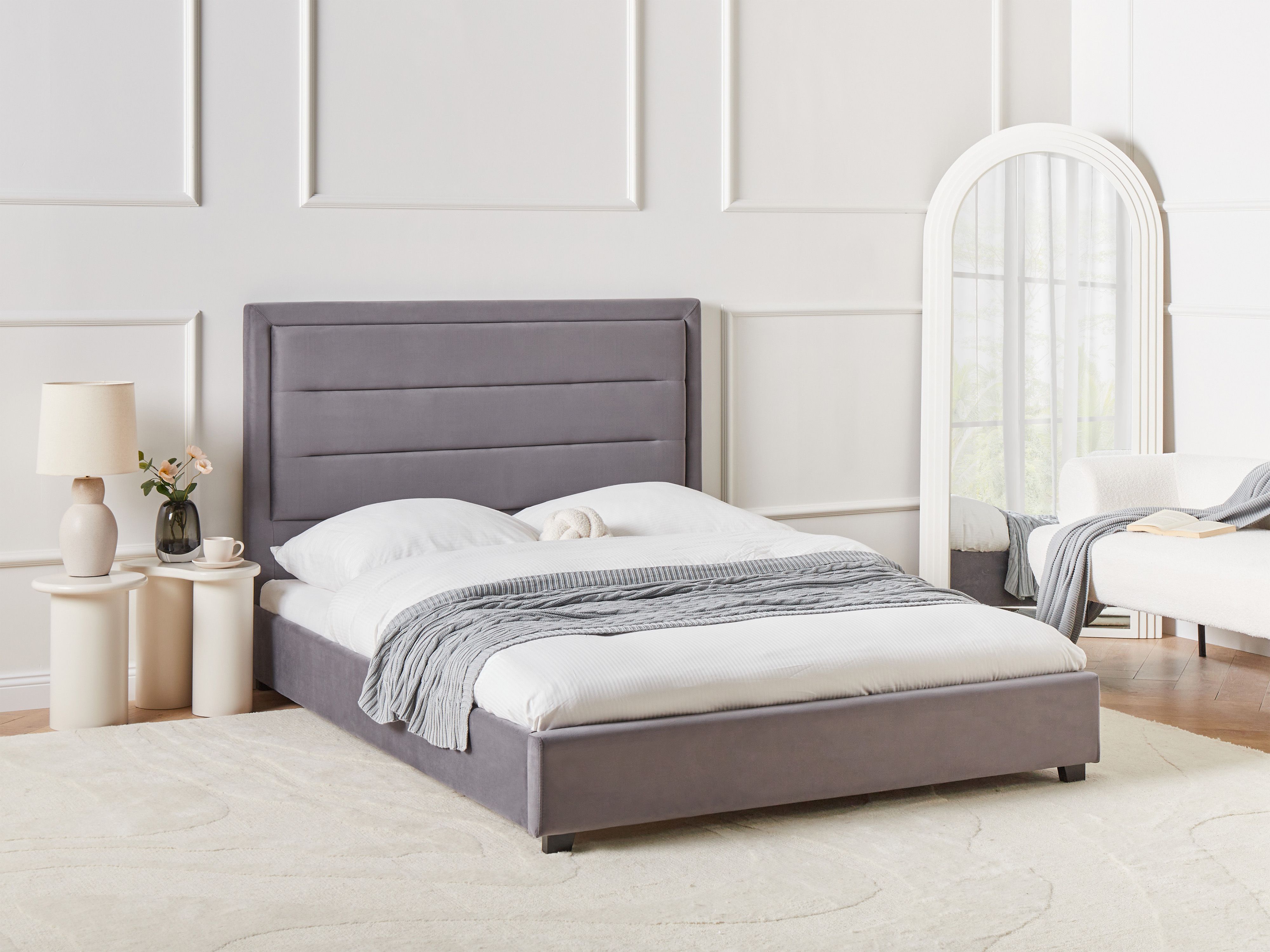 Bed Velvet ROUEN 140 x 200 cm (EU Double) Dark Grey