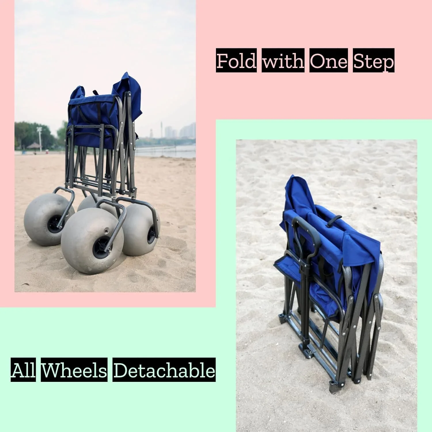CRESTWALKER Beach Cart With 13in Balloon Wheels, Chair Racks And Pump - Beach Wagon - Image 5 CRESTWALKER Beach Cart With 13in Balloon Wheels, Chair Racks And Pump - Beach Wagon - Image 5