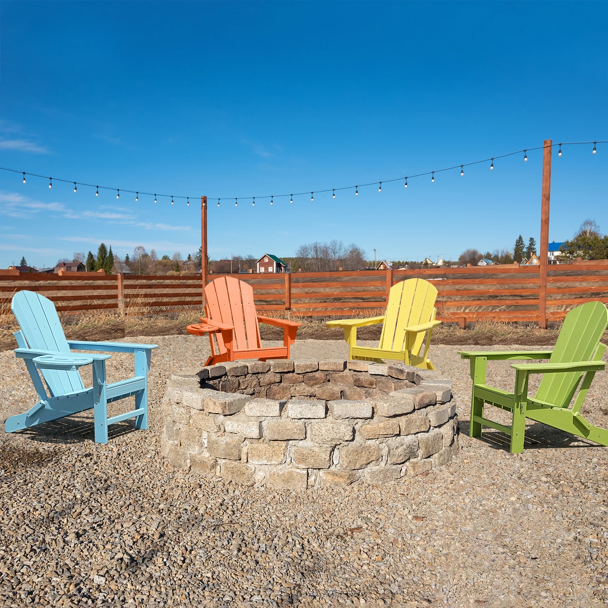FOOWIN HDPE Plastic Adirondack Chairs Set of 4, Black - Image 60