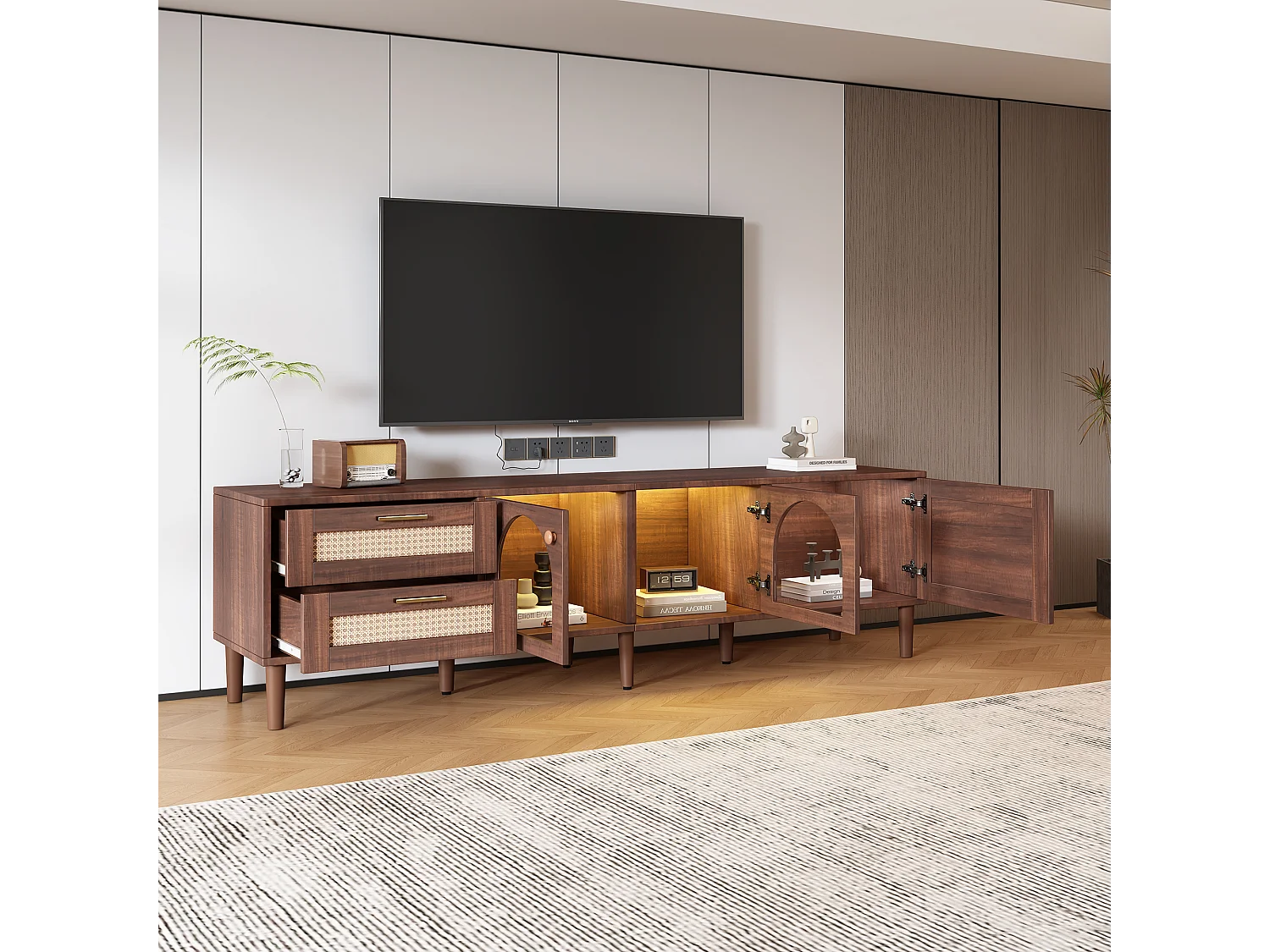 Meuble TV 180 cm pour téléviseur 80