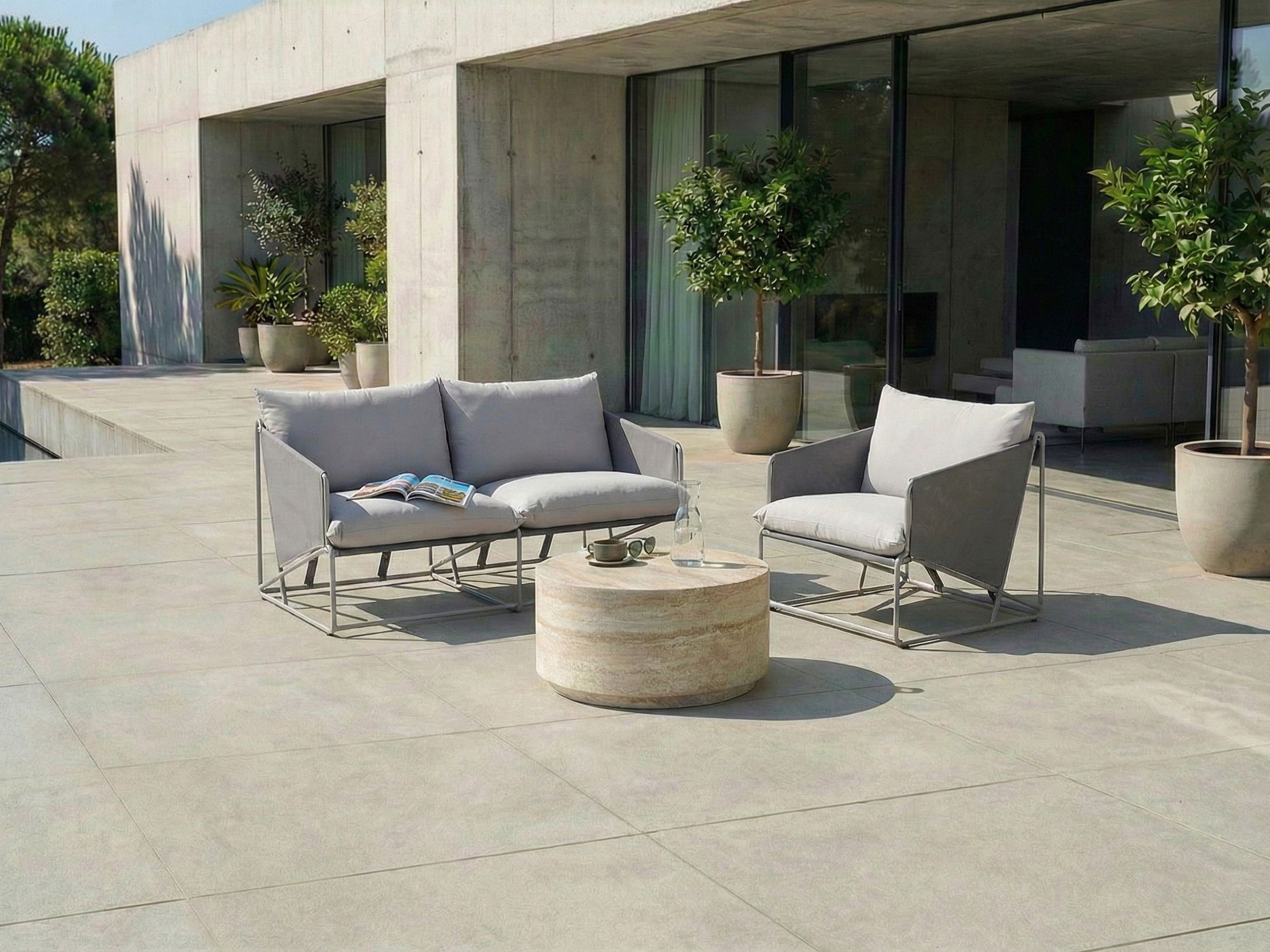 Garden Sofa Set 3 Seater PONTE Metal Grey