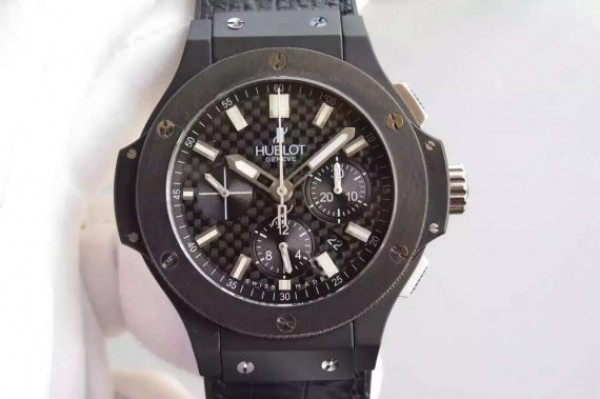 Replica Hublot Big Bang 44mm Carbon Fiber Black Gummy Strap A7750 - Top club