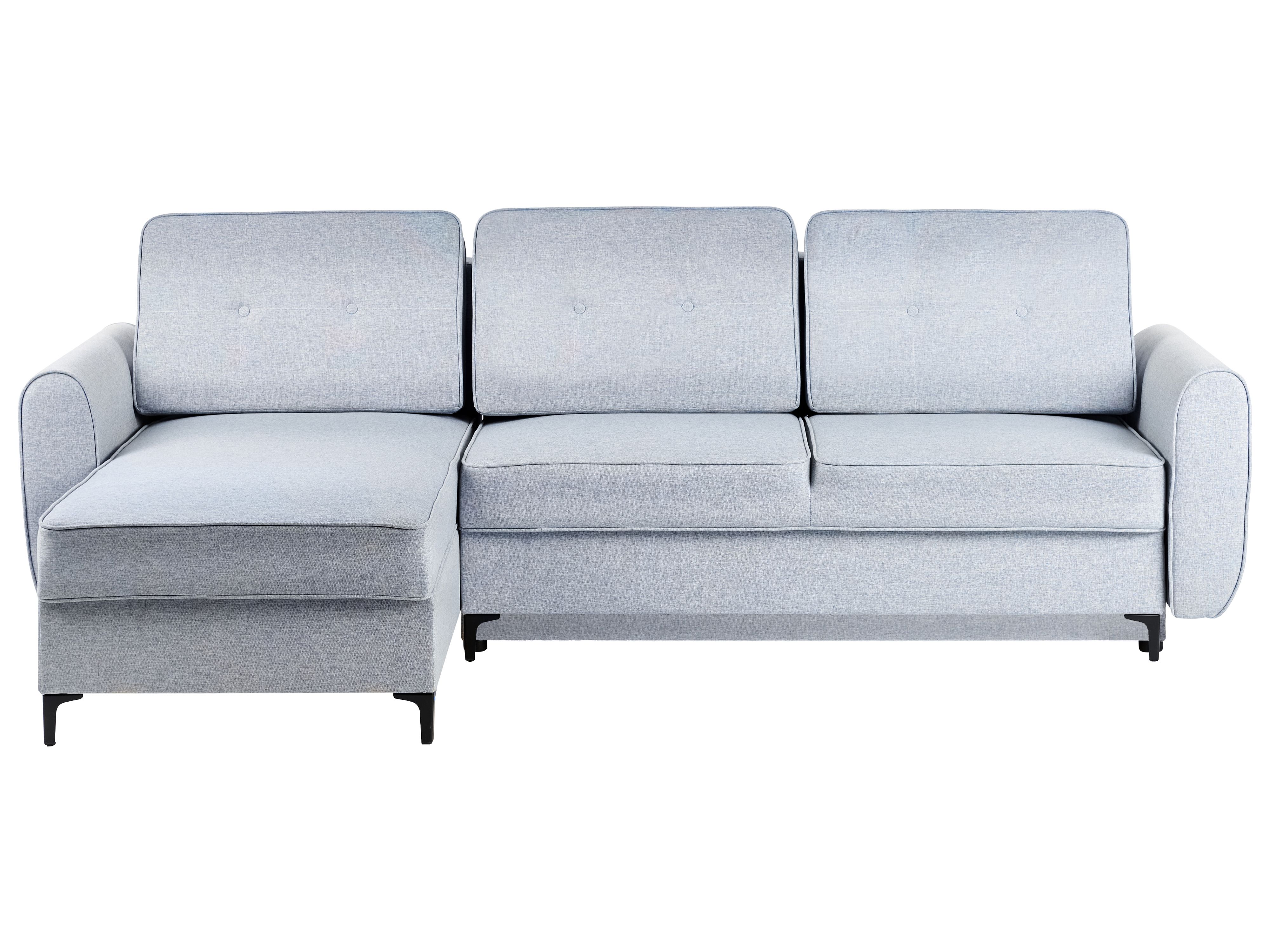 Corner Sofa Bed 3 Seater SIMRIS Fabric Light Blue with Storage Right Hand