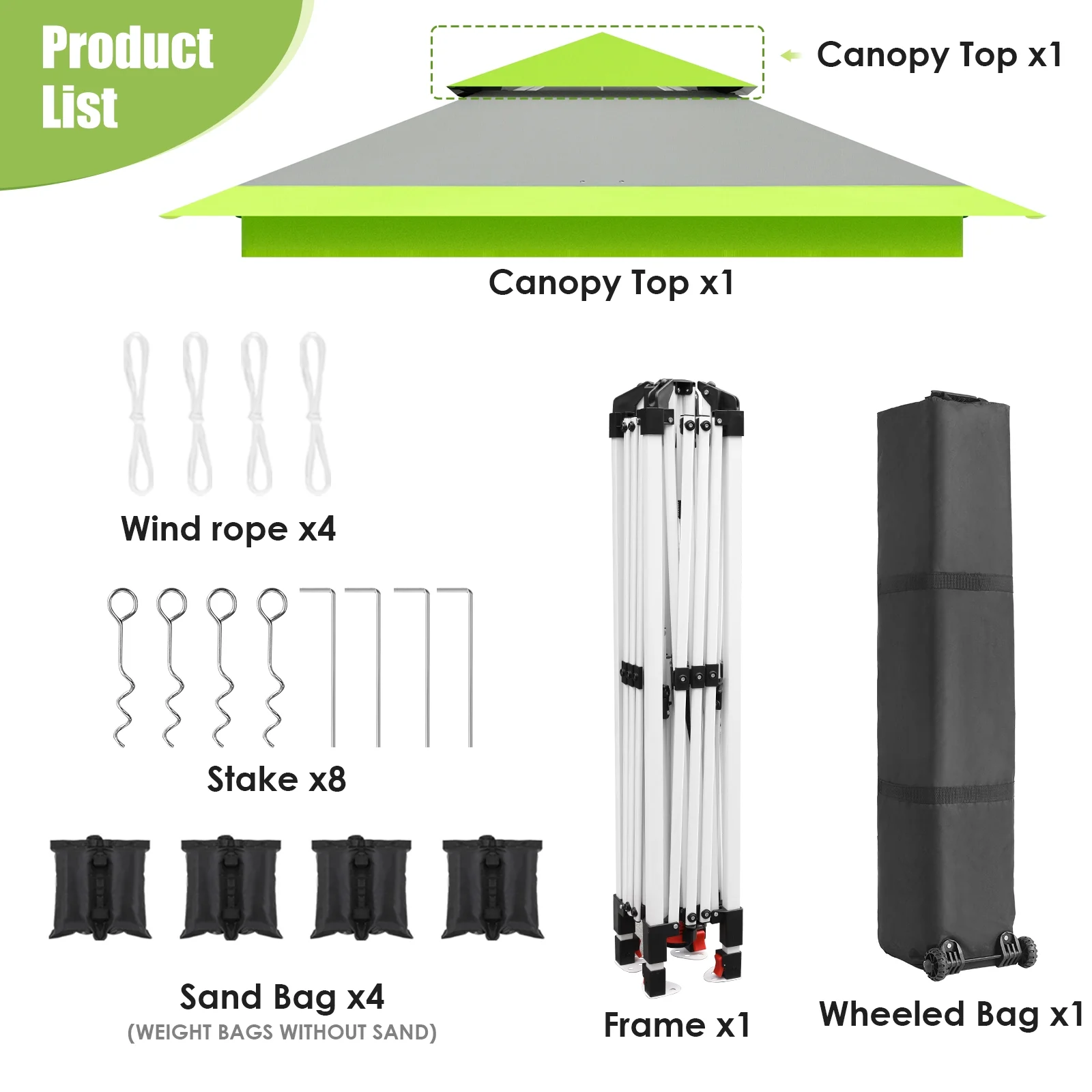Pirecart 12' x 12' Pop-up Canopy Tent Waterproof Outdoor Gazebo Shelter with Wheeled Bag, Instand Canopy , White - Image 15