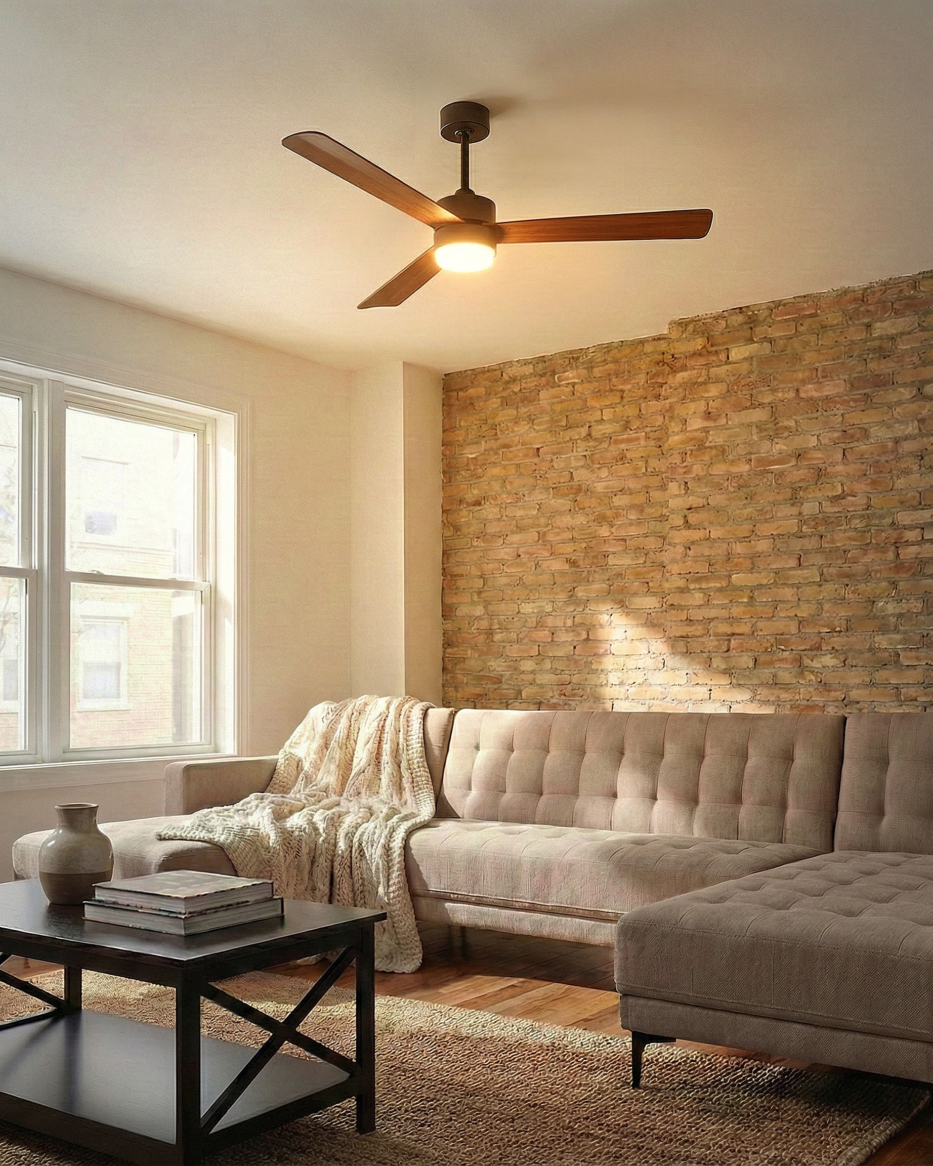 Ceiling Fan with Light JEREMY with Remote LED Brown