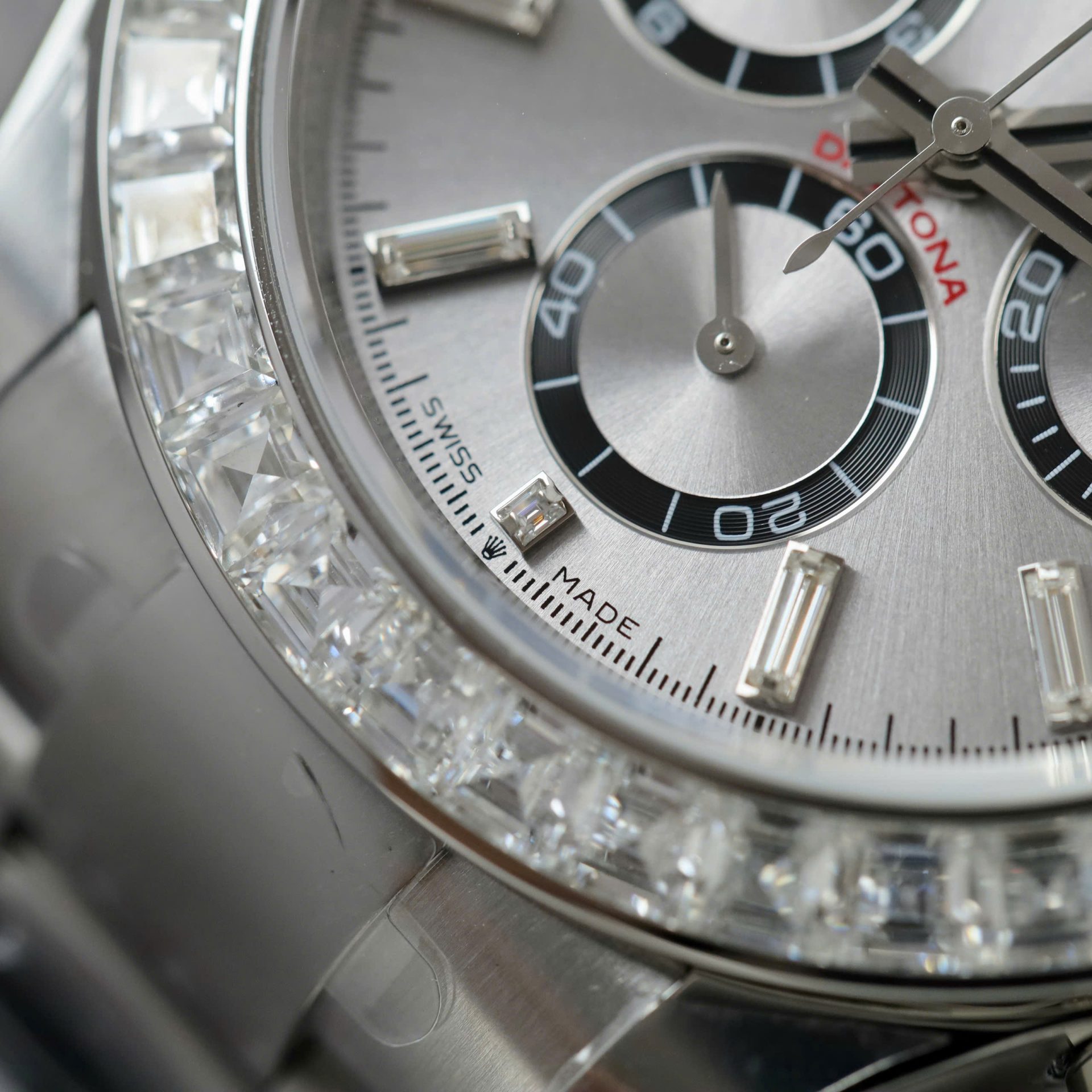 Rolex Daytona 126500 Copies Watch Diamonds Moissanite Custom 40mm - Elite Watch Atelier