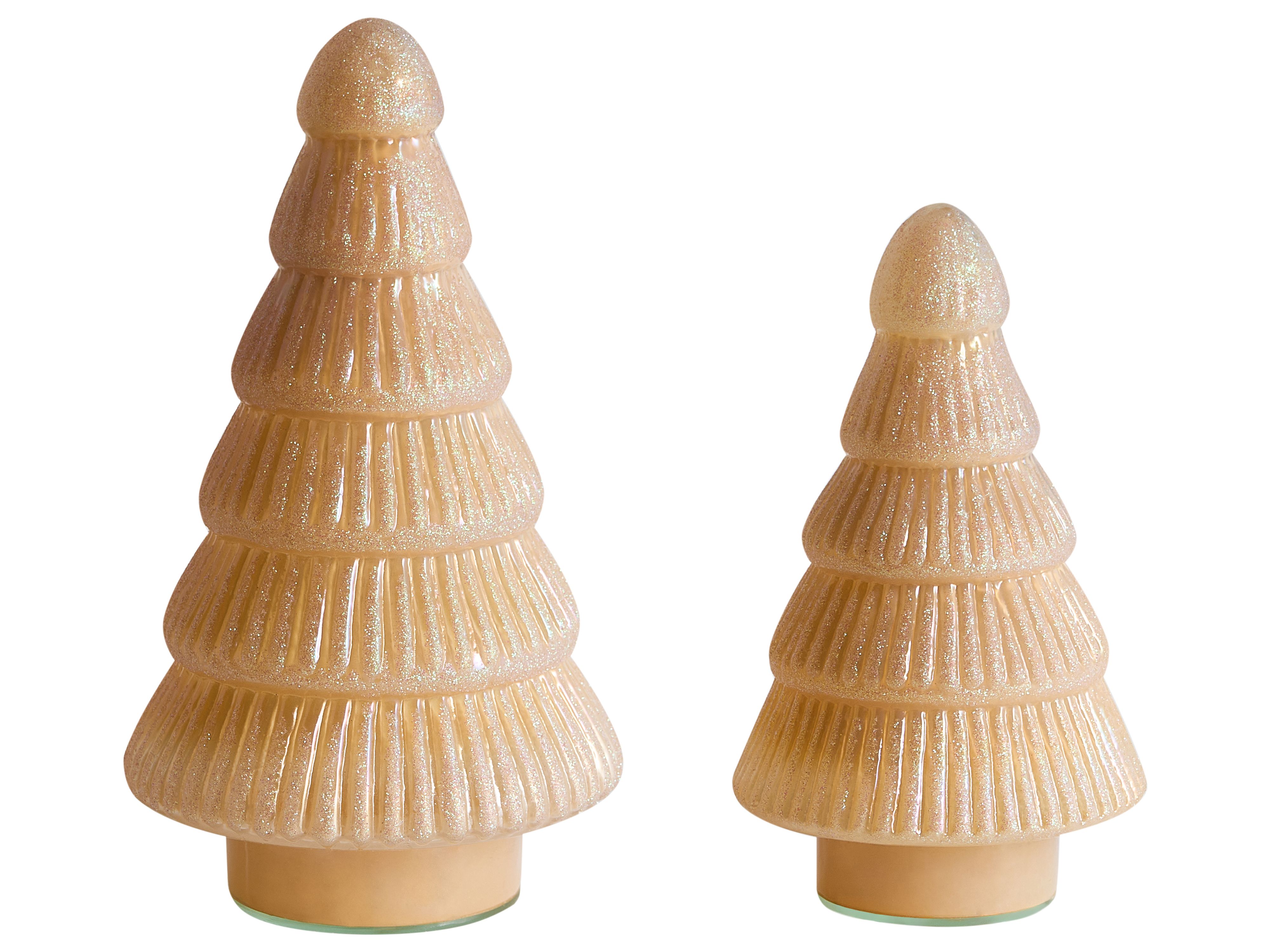 Set of 2 Figurines FLAREN Christmas Tree 20/25 cm Beige
