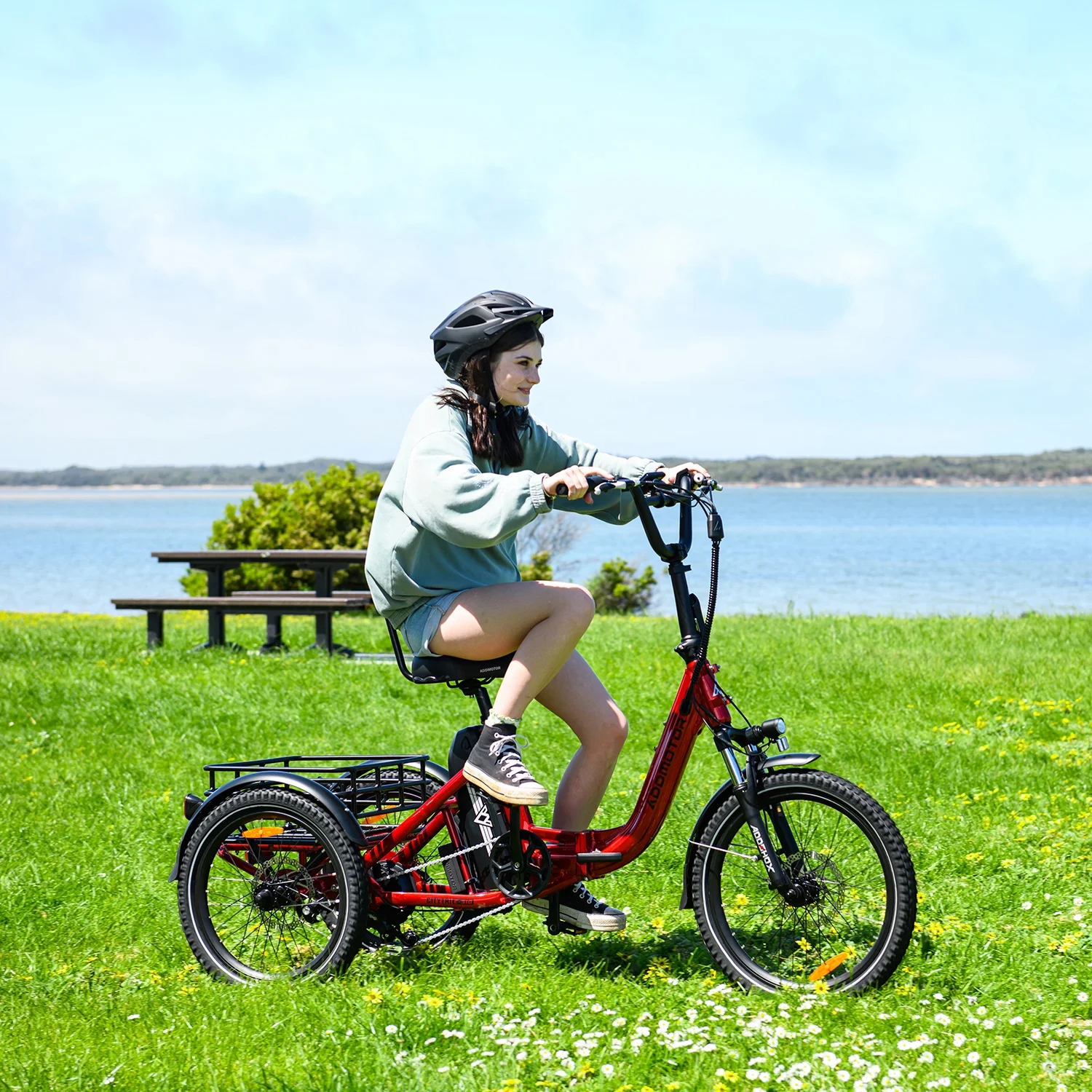 Addmotor Folding Electric Trike, 90MI Electric Tricycle for Adults, 750W 48V 20Ah, CITYTRI 3 Wheel Electric Bikes, Step-Thru Etrike with Rear Speed Differential & Parking Brake, E-310 Plus Red - Image 2