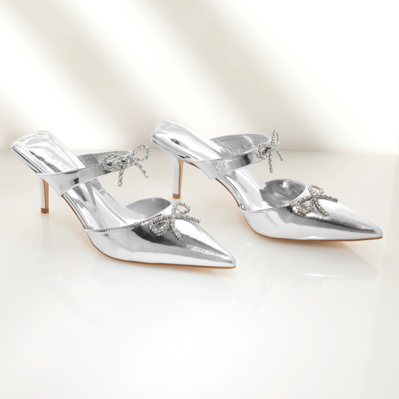 Azalea Wang Charlotte Bow Mule - MIDNIGHT VELVET CATALOG