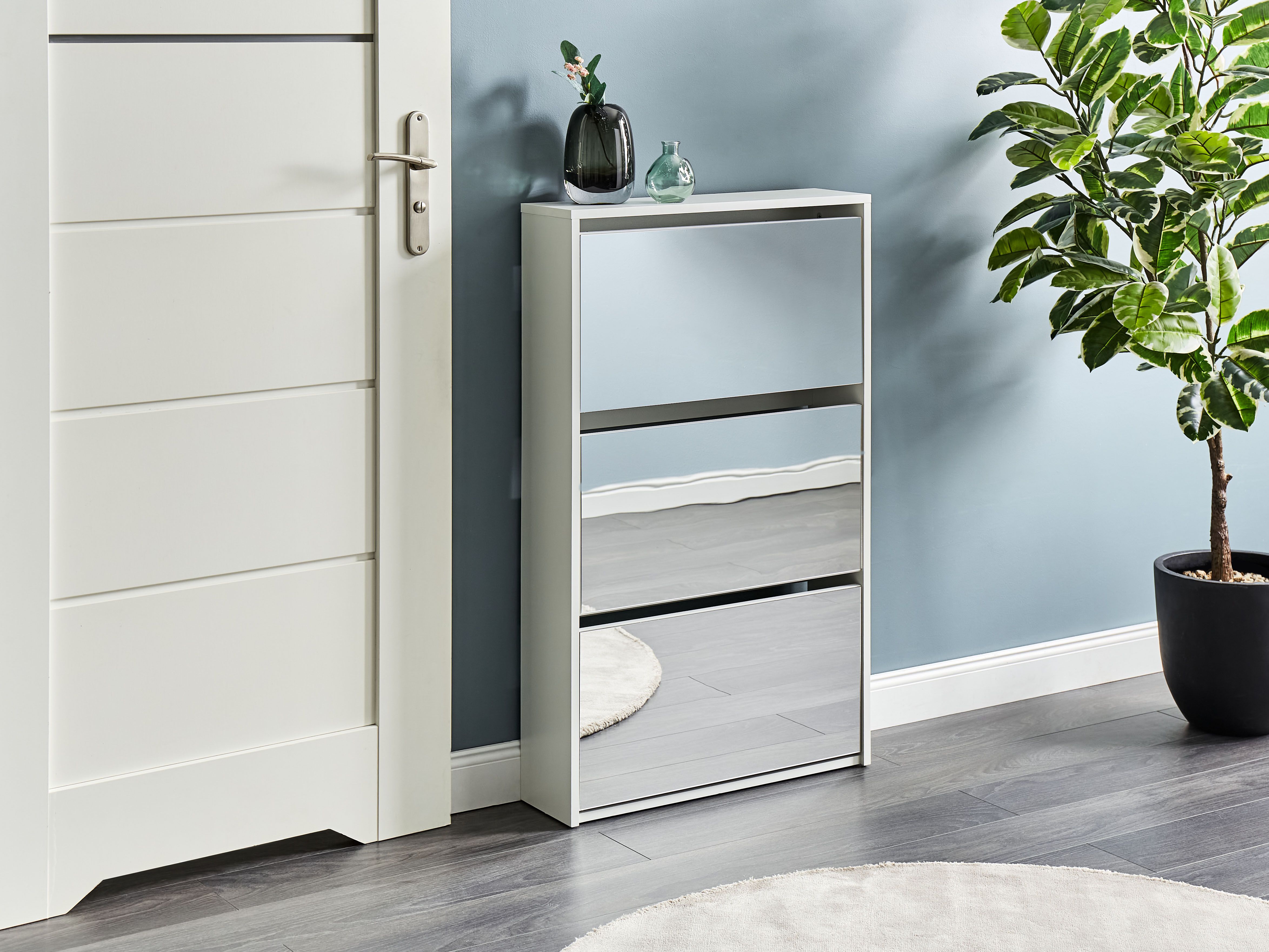 Shoe Storage Cabinet MIDFIELD with Storage White