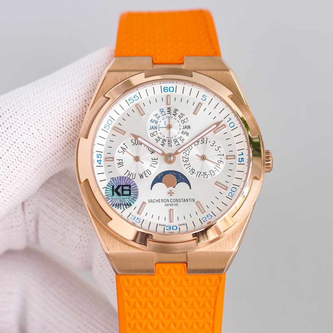 Fake Vacheron Constantin Replica Watches Overseas perpetual calendar ultra-thin 41.5 MM PINK GOLD 4300V/220R-B064(1:1 replica) - Top club
