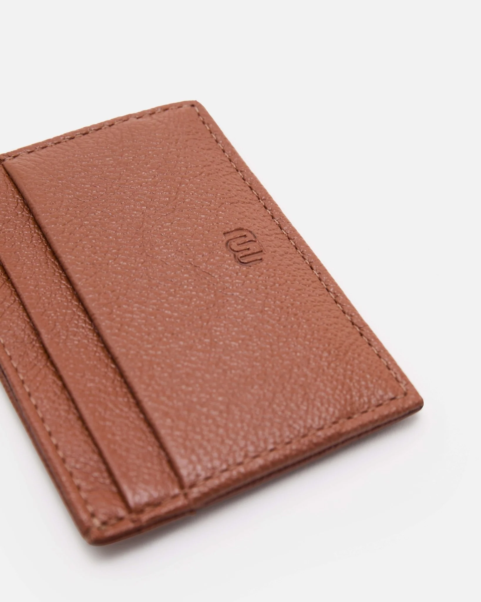 PORTE CARTES KART/GR - En cuir grainé caramel