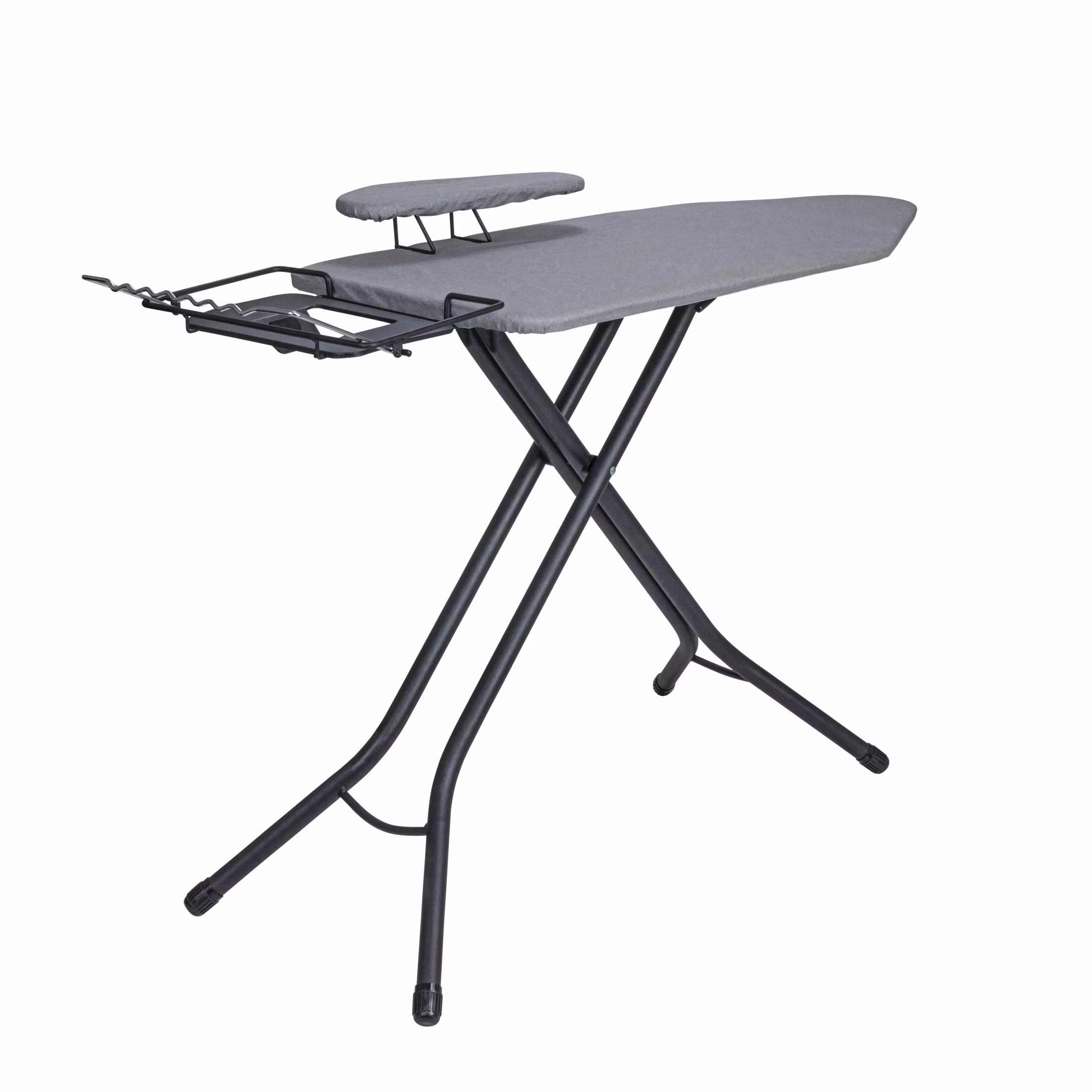 Household Essentials Wide Mega Ironing Board 4-Leg, Steel Top Pressing Station, Heat-Resistant Fiber Pad and Cotton Cover, Includes Sleeve Board and Iron Rest with Hanger Bar, Silver Frame - Image 3