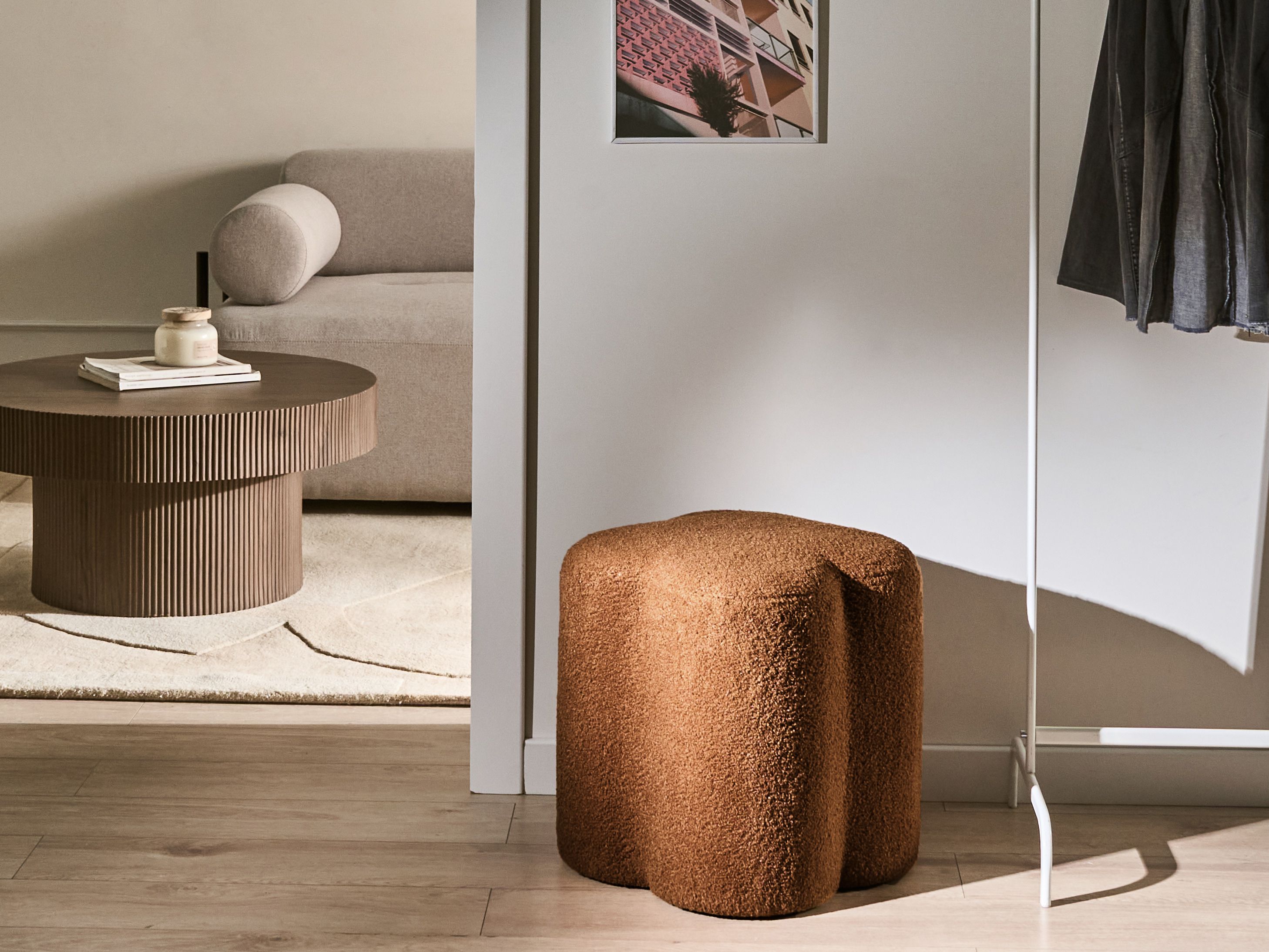 Pouffe MANCOS Boucle Golden Brown