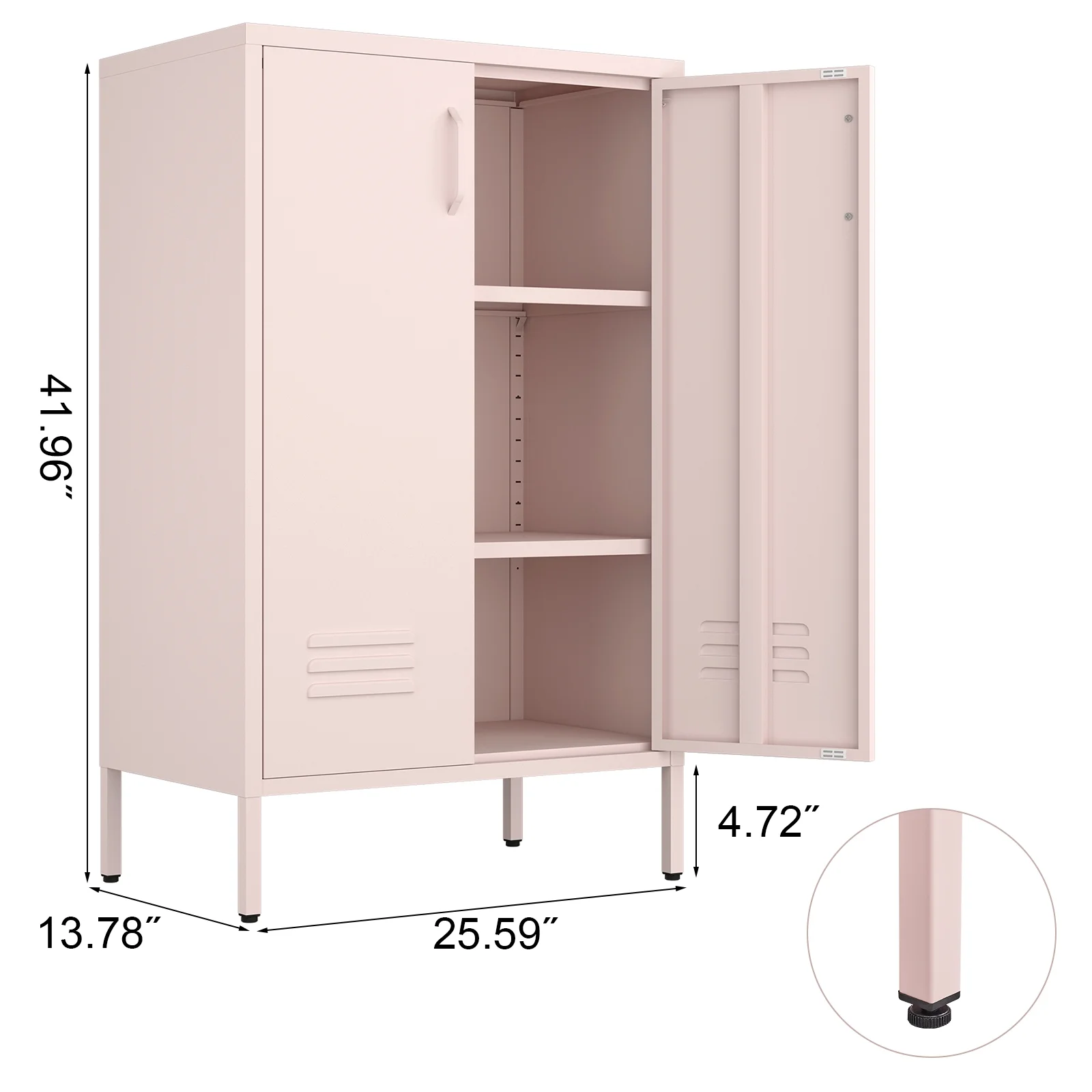 Marcree Green Metal Cabinet,2 Door Accent Cabinet,Metal Locker Cabinet with Legs,Sideboard Cabinet with Adjustable Shelves,Locker Storage Cabinet for Living Room,Entryway - Image 39
