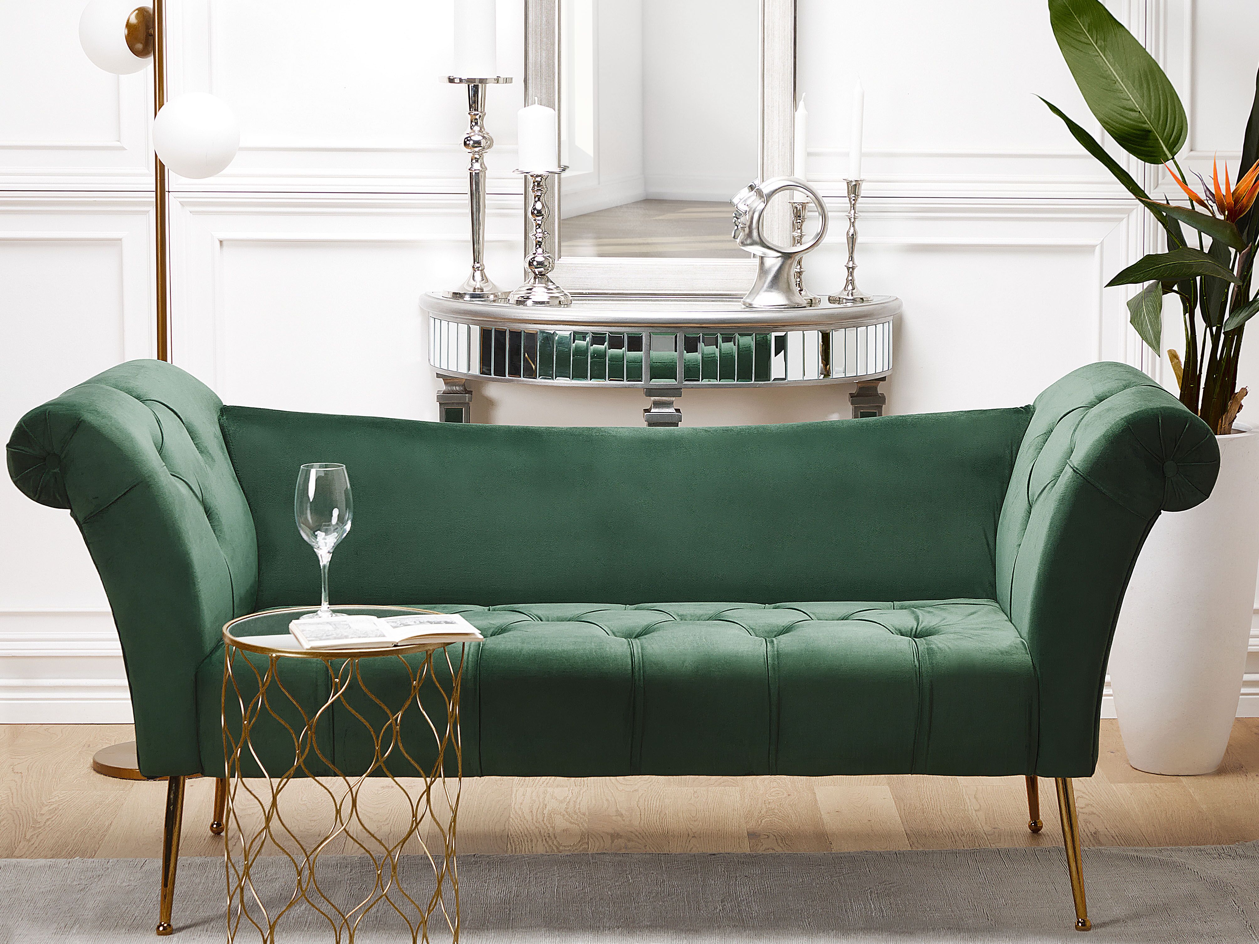 Chaise Longue NANTILLY Velvet Dark Green