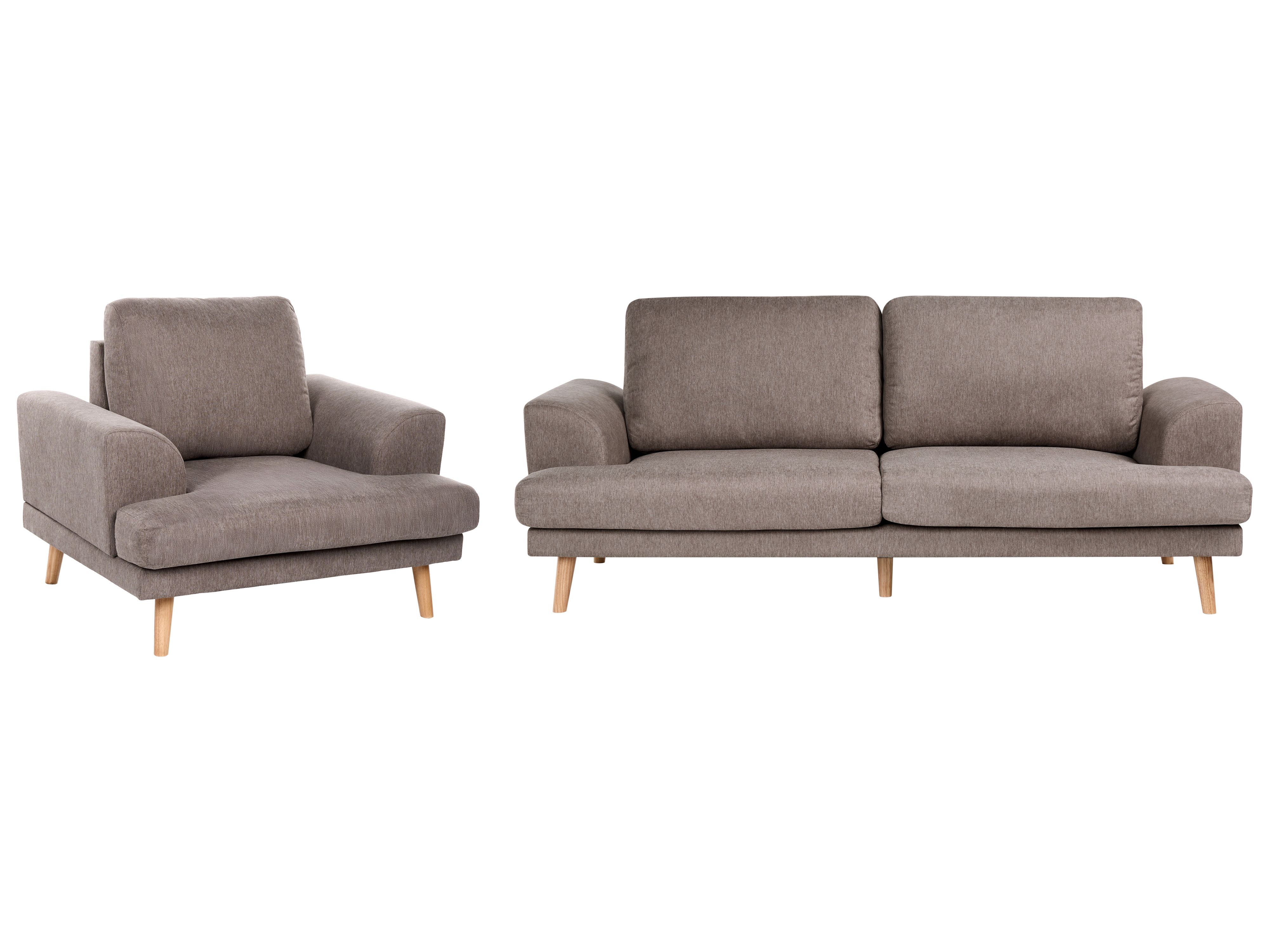 Living Room Set 4 Seater KILDAL Fabric Brown