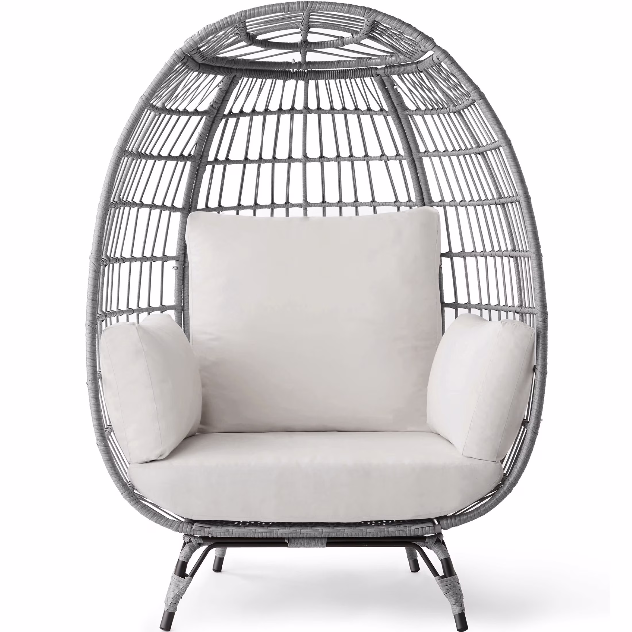 Best Choice Products Wicker Egg Chair Oversized Indoor Outdoor Patio Lounger w/ Steel Frame, 440lb Capacity - Black - Image 7